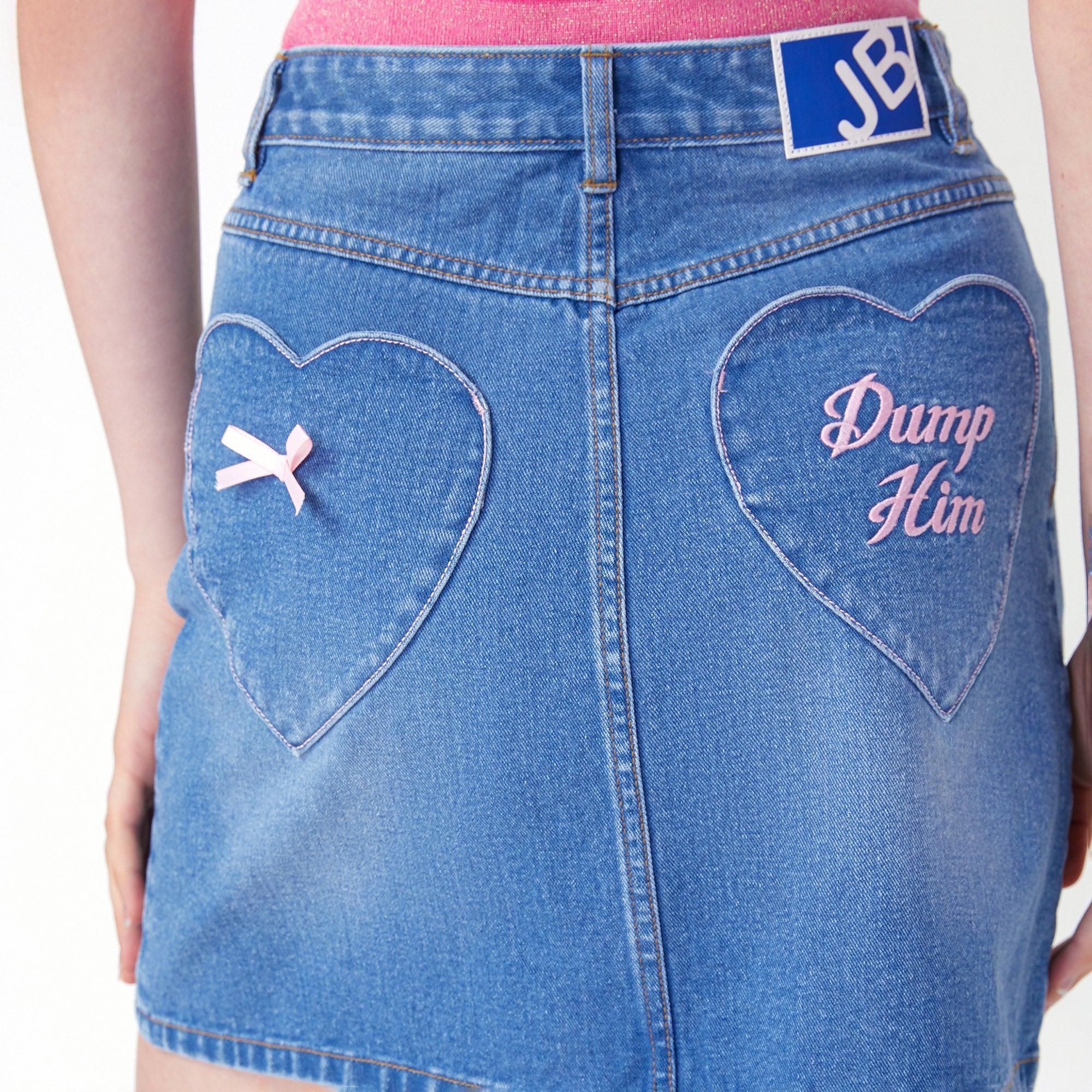 Heartfelt Denim Mini A-Line Skirt Blue - Jelly Bunny Thailand Official Online Store