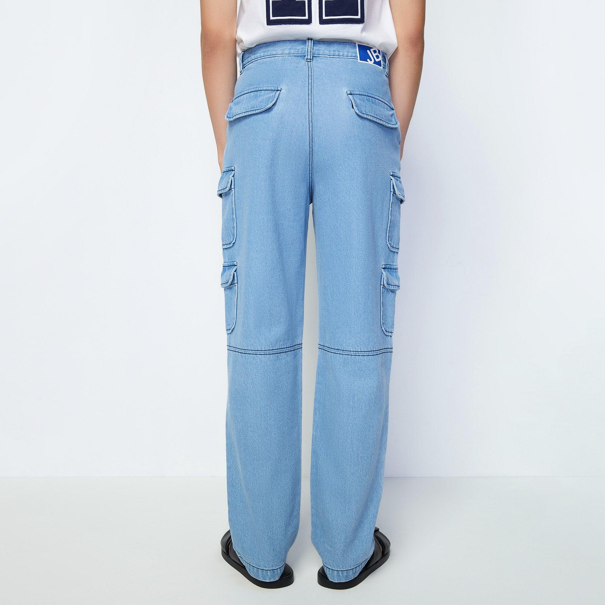 Multipocket Straight-Cut Denim Jeans Artistic Expression Blue - Jelly Bunny Thailand Official Online Store