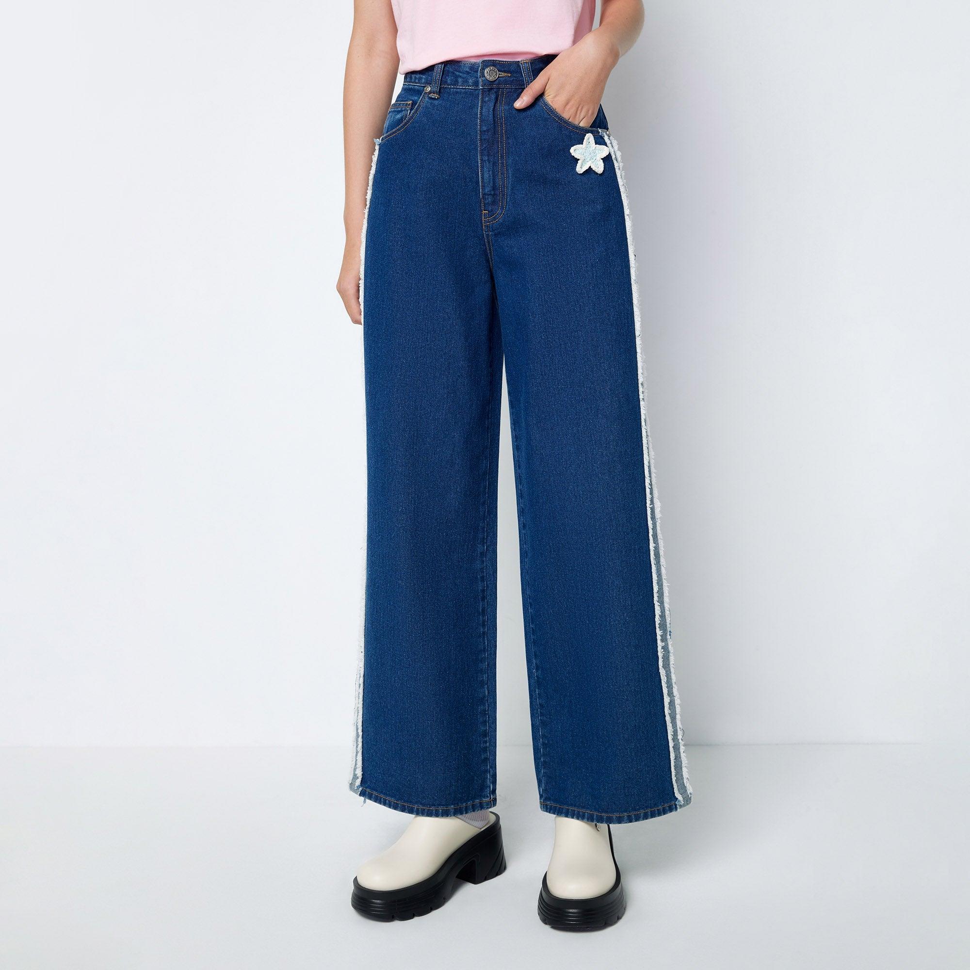 Embroidered Flair Jeans Craftman Studio Blue - Jelly Bunny Thailand Official Online Store