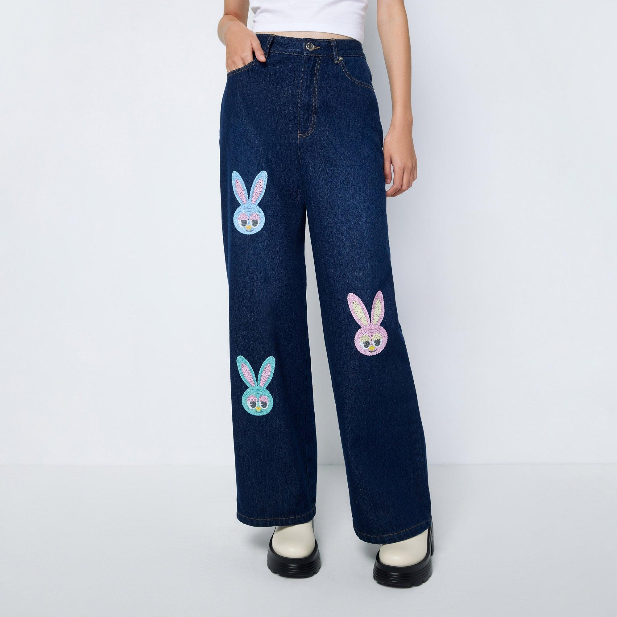 Embroidered Loose-Fit Flair Jeans Craftman Studio Blue - Jelly Bunny Thailand Official Online Store