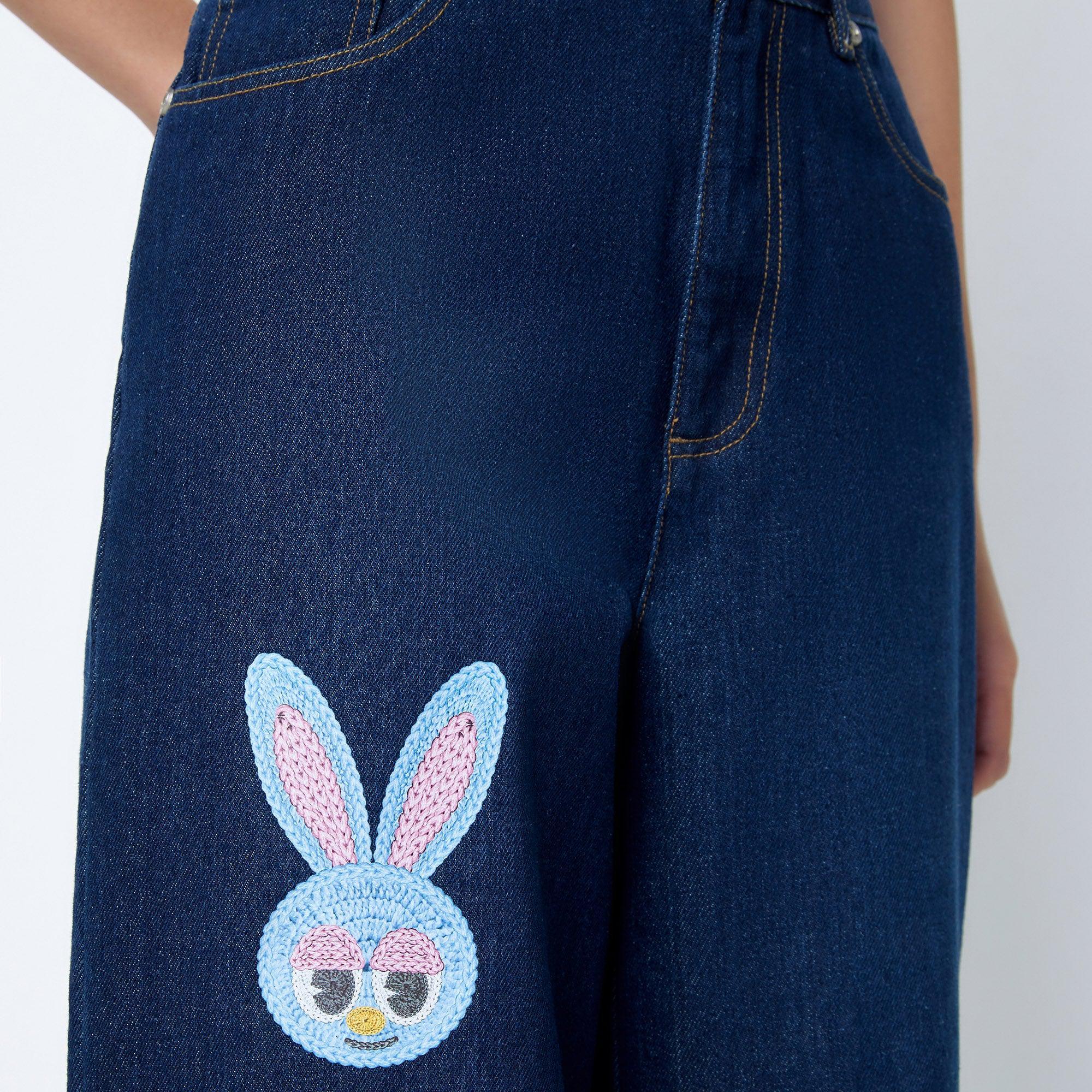 Embroidered Loose-Fit Flair Jeans Craftman Studio Blue - Jelly Bunny Thailand Official Online Store