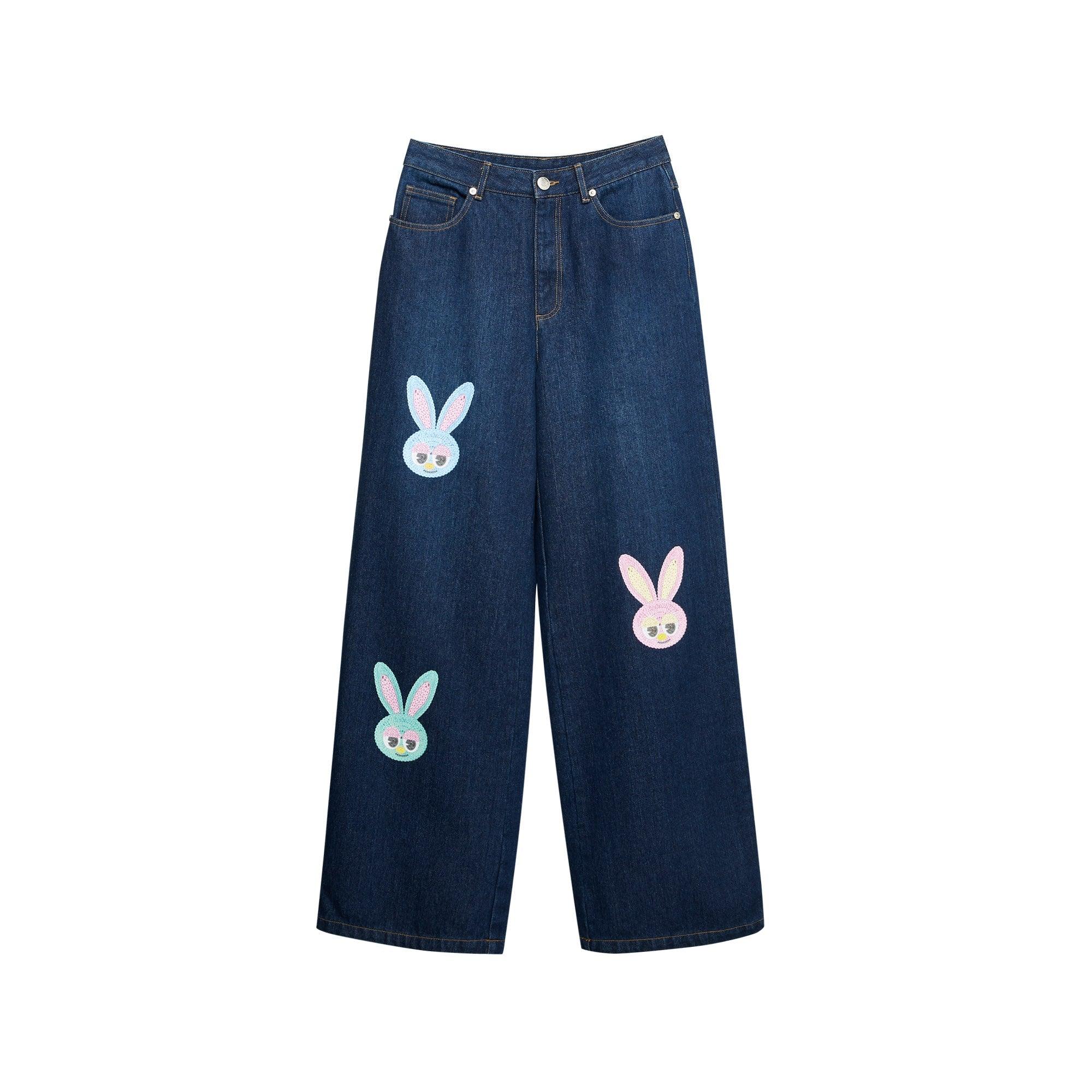 Embroidered Loose-Fit Flair Jeans Craftman Studio Blue - Jelly Bunny Thailand Official Online Store