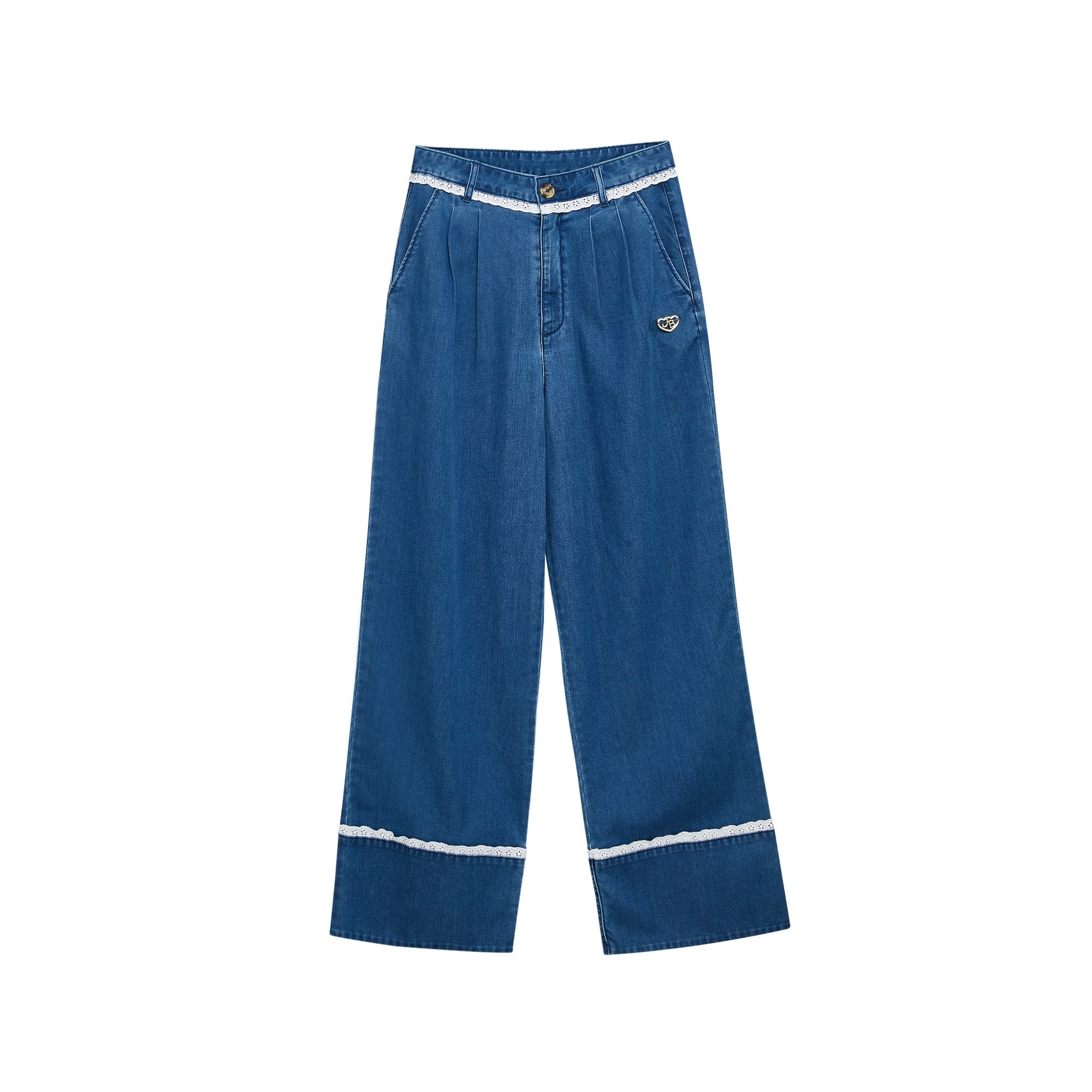 Laced Panel Denim Jeans Blue