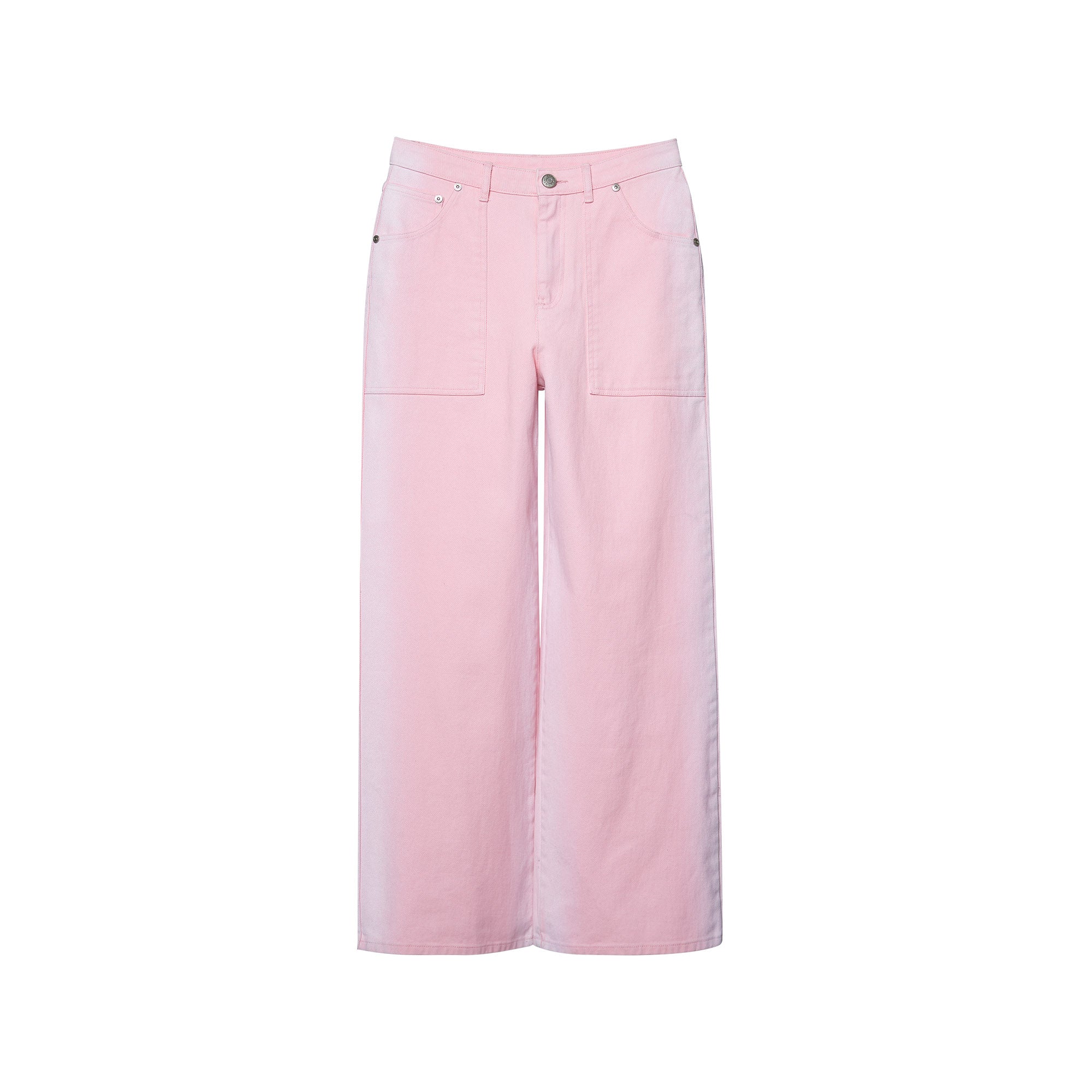 Pinky Devil Hearts Loose Fit Straight Denim Jeans Pink