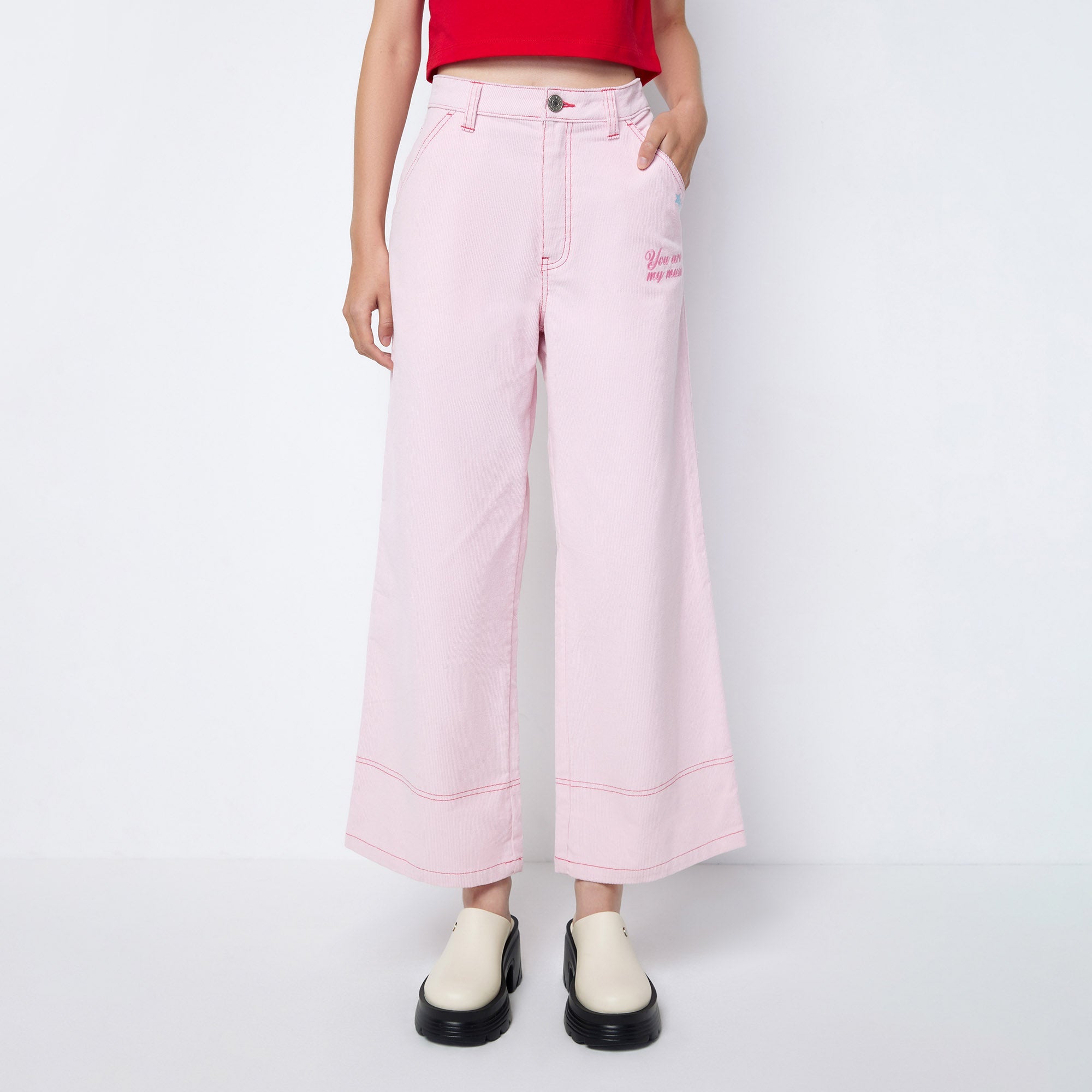 Jb My Muse Corduroy Wide Leg Pants Pink - Jelly Bunny Thailand Official Online Store