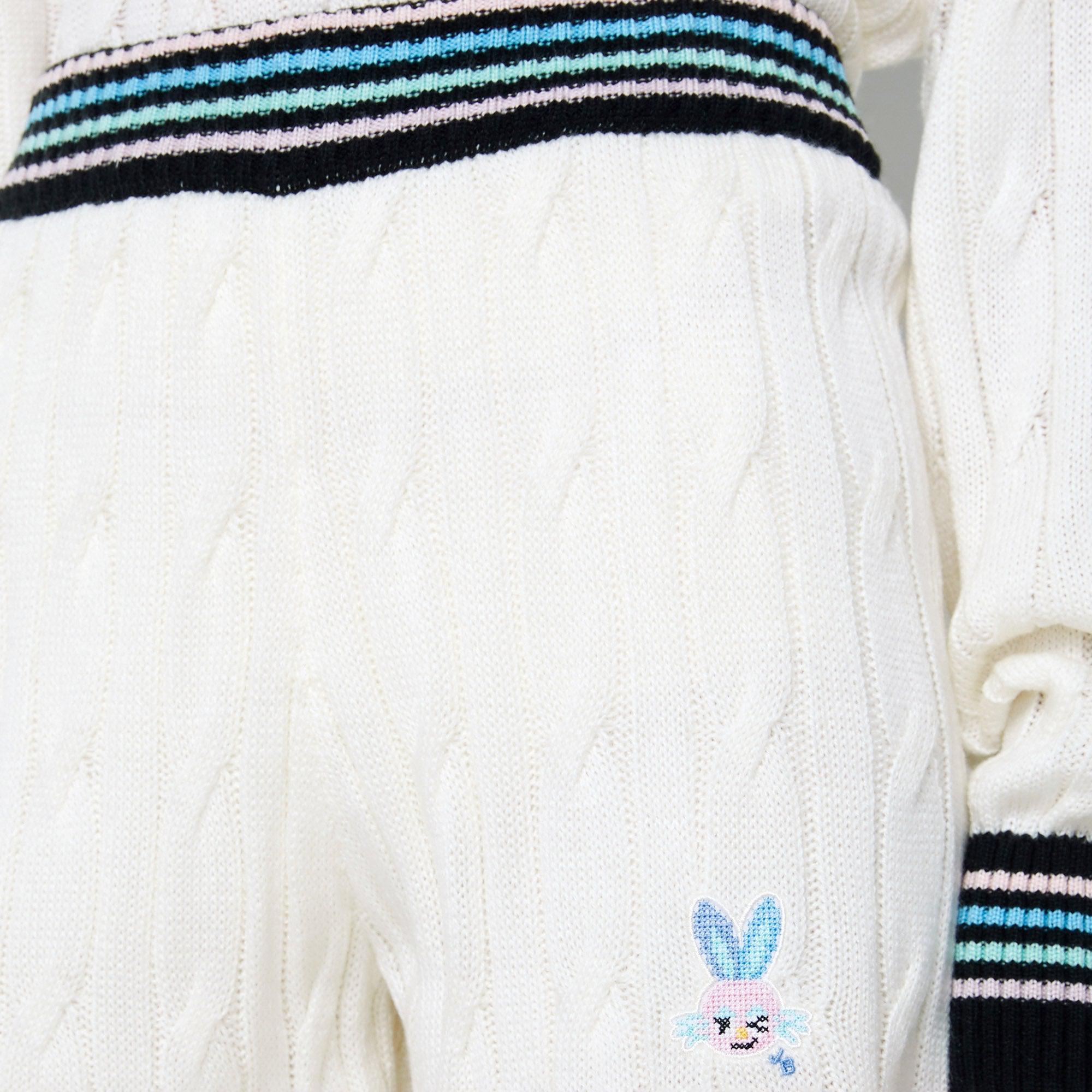 Striped Waist Knitted Shorts Off-White - Jelly Bunny Thailand Official Online Store