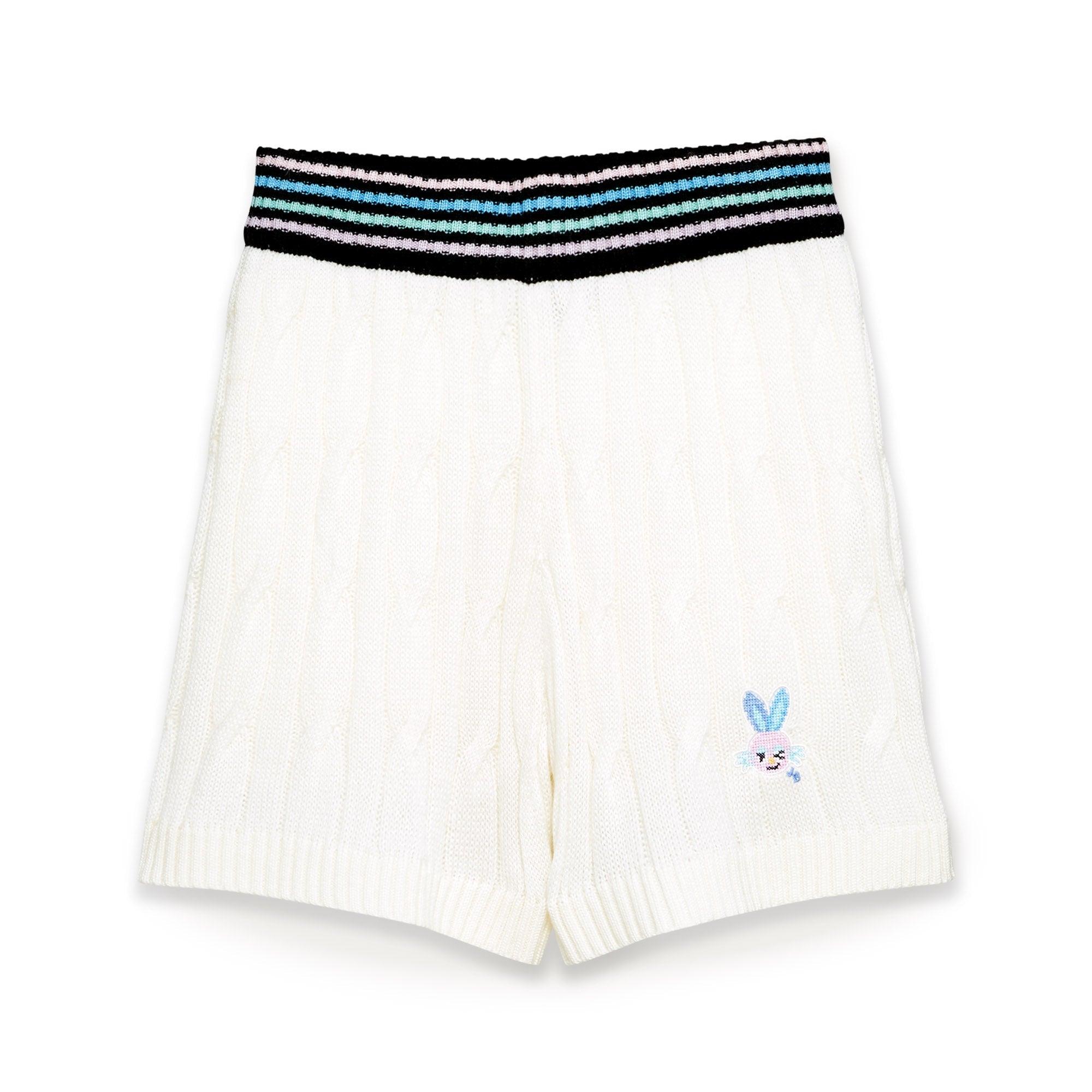 Striped Waist Knitted Shorts Off-White - Jelly Bunny Thailand Official Online Store