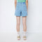 Adorable Button Denim Shorts Blue