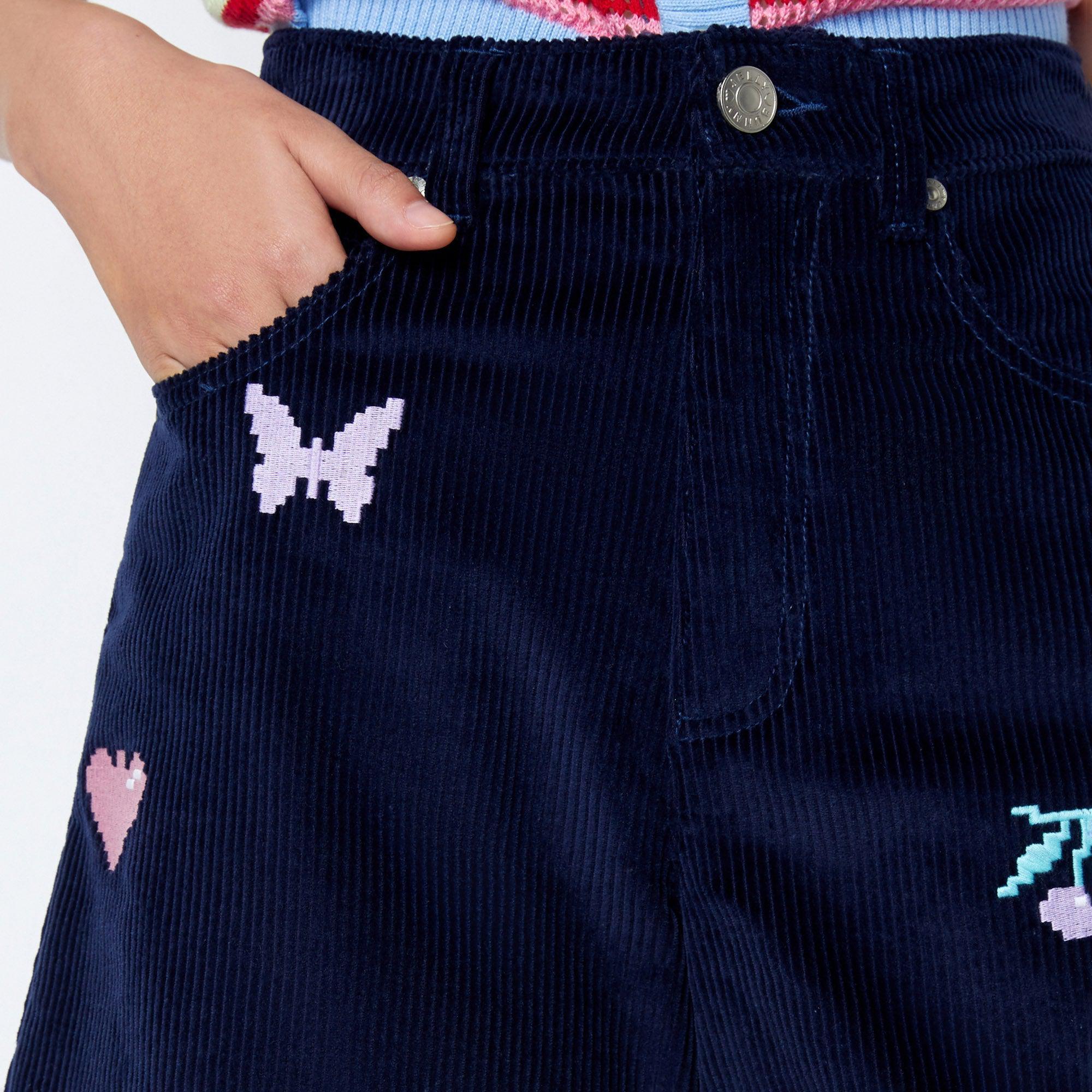 8-Bit Corduroy Shorts Navy - Jelly Bunny Thailand Official Online Store