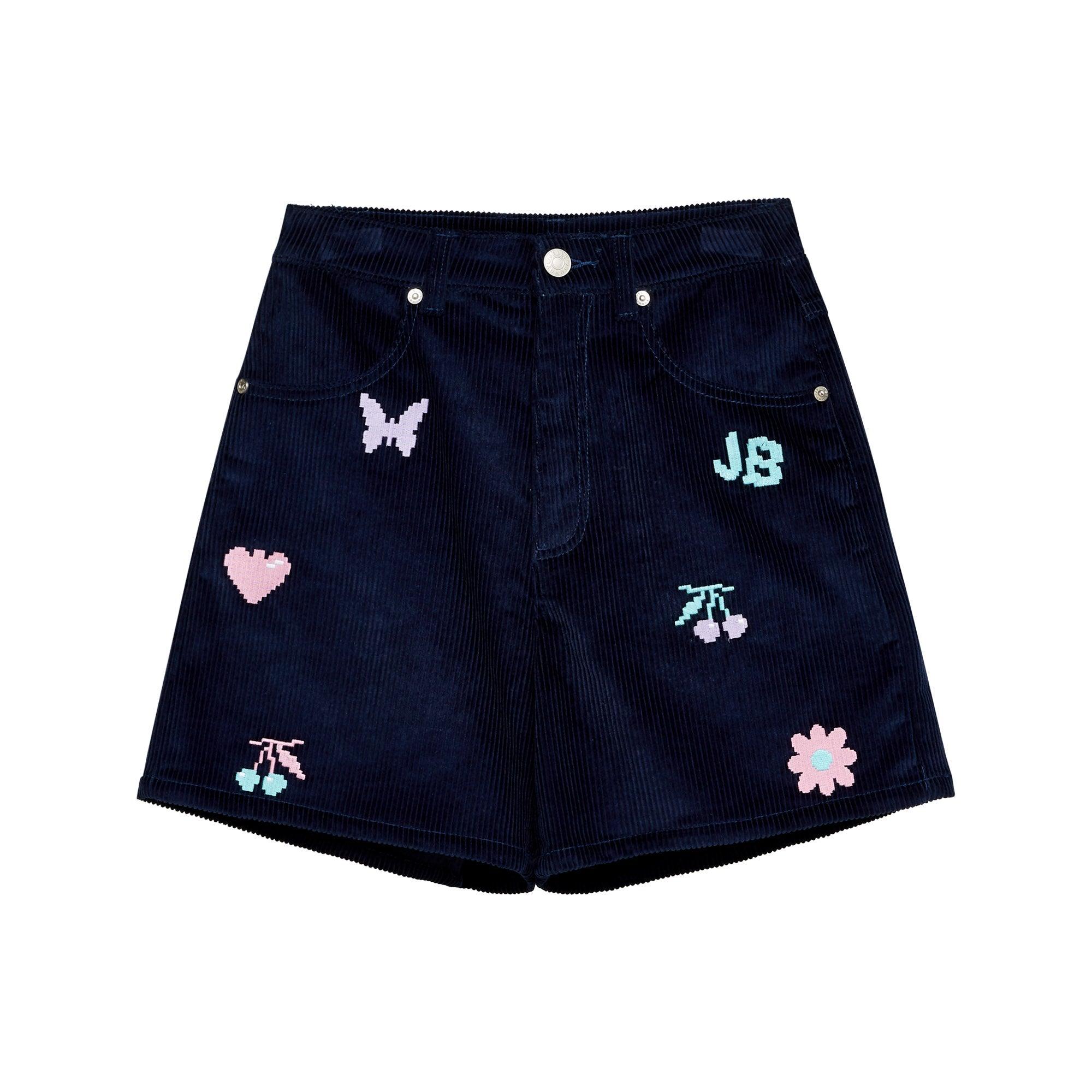 8-Bit Corduroy Shorts Navy - Jelly Bunny Thailand Official Online Store