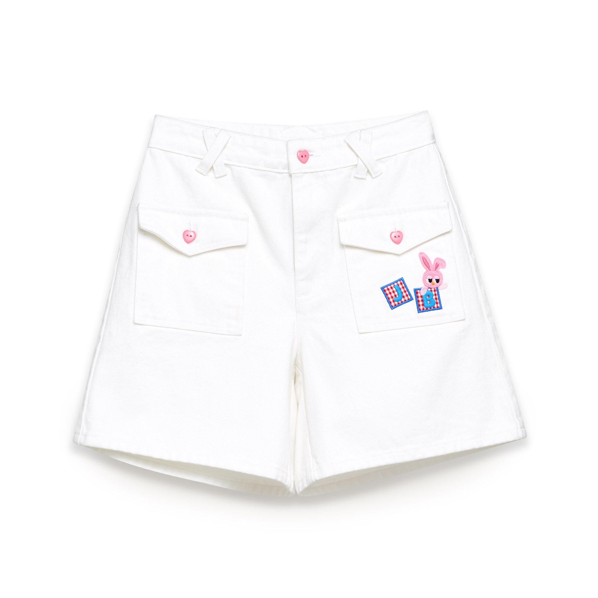 Embroidered Cropped Shorts White