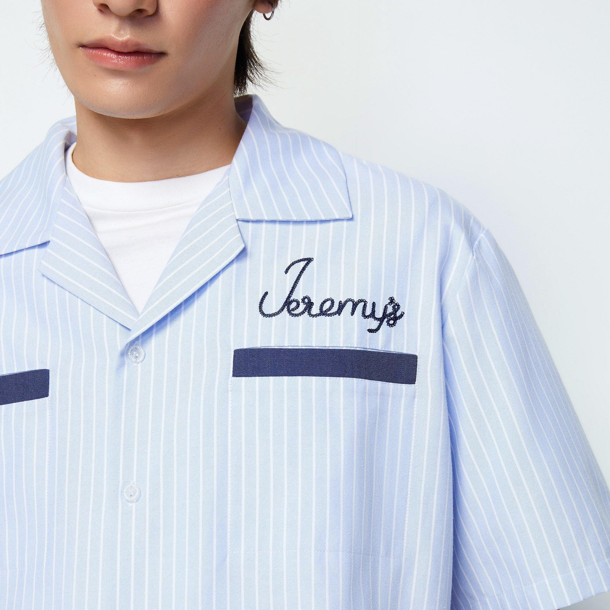 Jeremy Striped Short Sleeve Bowling Shirt Blue - Jelly Bunny Thailand Official Online Store