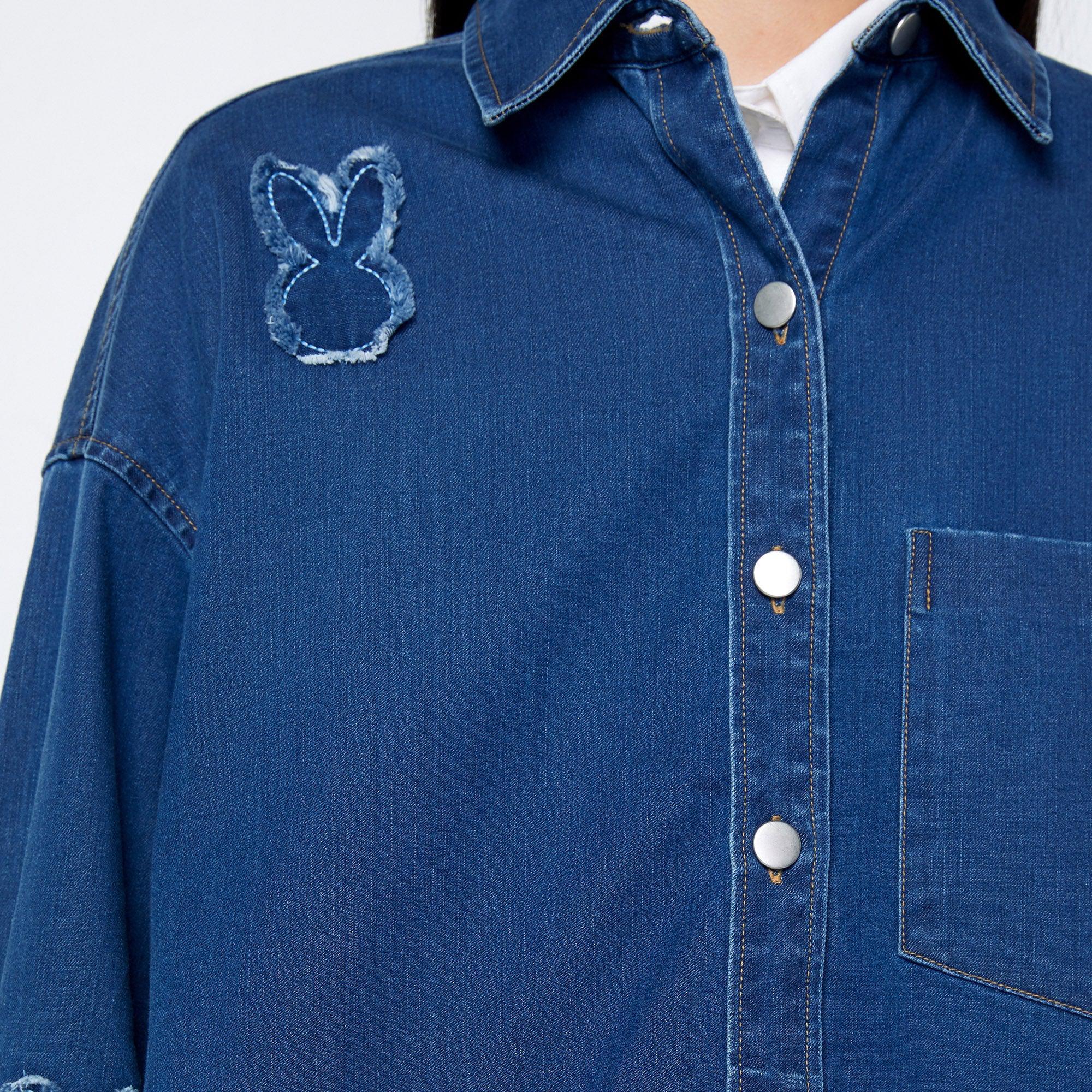 Trimmed Bunnies Denim Shirt Blue - Jelly Bunny Thailand Official Online Store