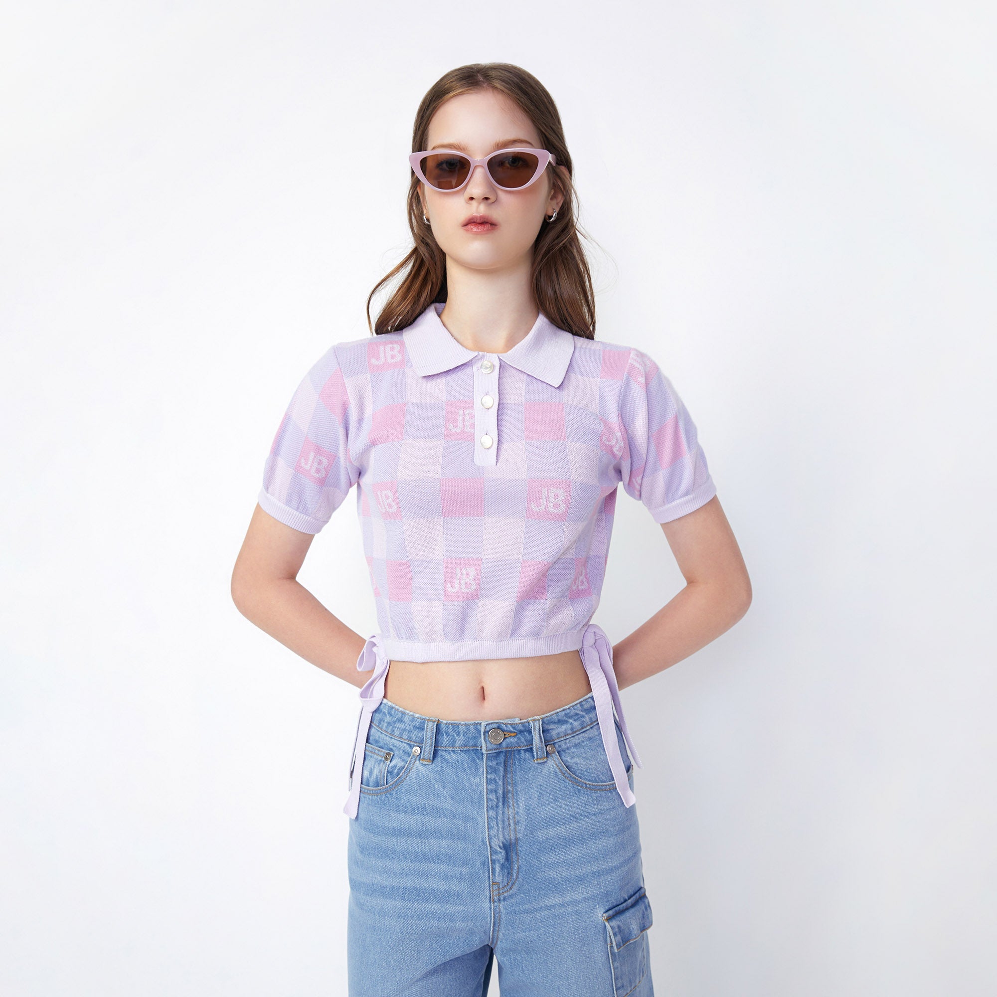 Shortsleeves Chequered Blouse Multi Color - Jelly Bunny Thailand Official Online Store