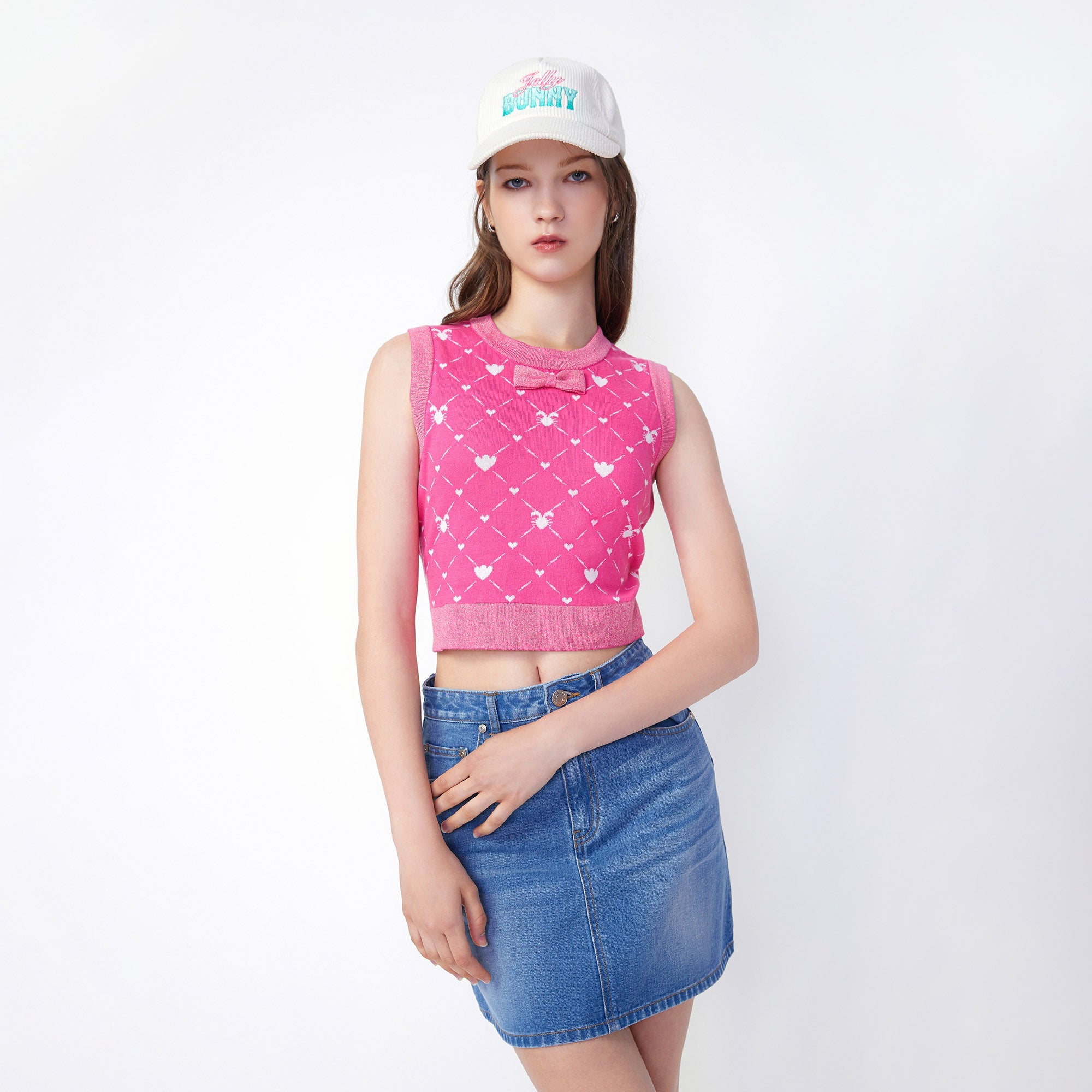 Bunny Heart Knit Vest Pink - Jelly Bunny Thailand Official Online Store