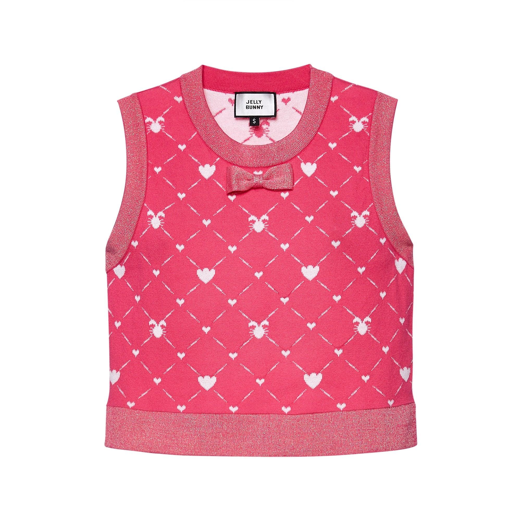 Bunny Heart Knit Vest Pink - Jelly Bunny Thailand Official Online Store