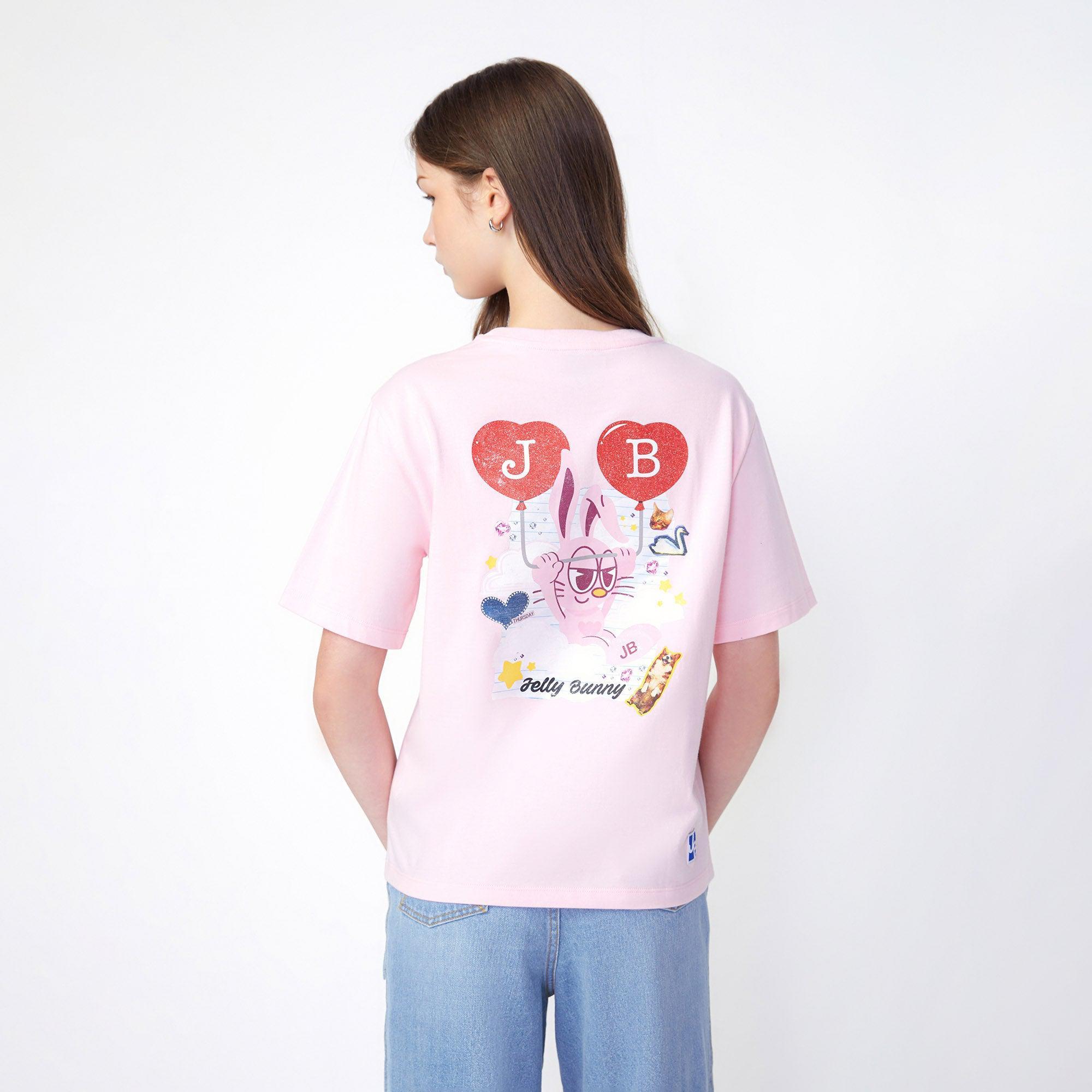 Classic Bunny And Friends With Balloon Tee Pink - Jelly Bunny Thailand Official Online Store