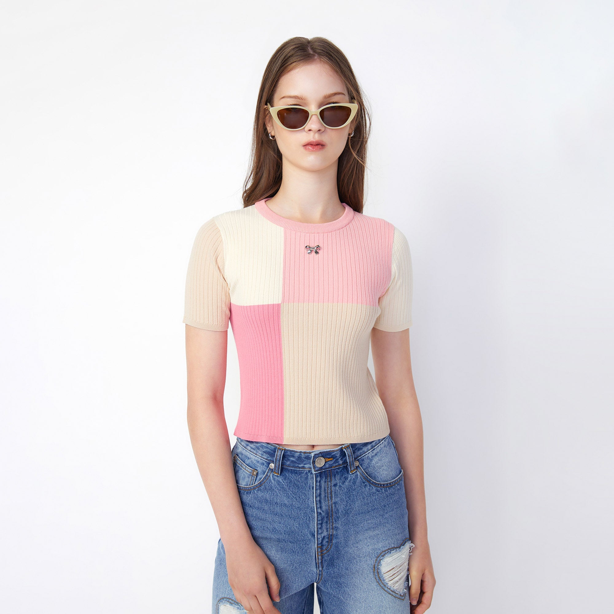 Patchy Knitted Shirt Multi Color - Jelly Bunny Thailand Official Online Store