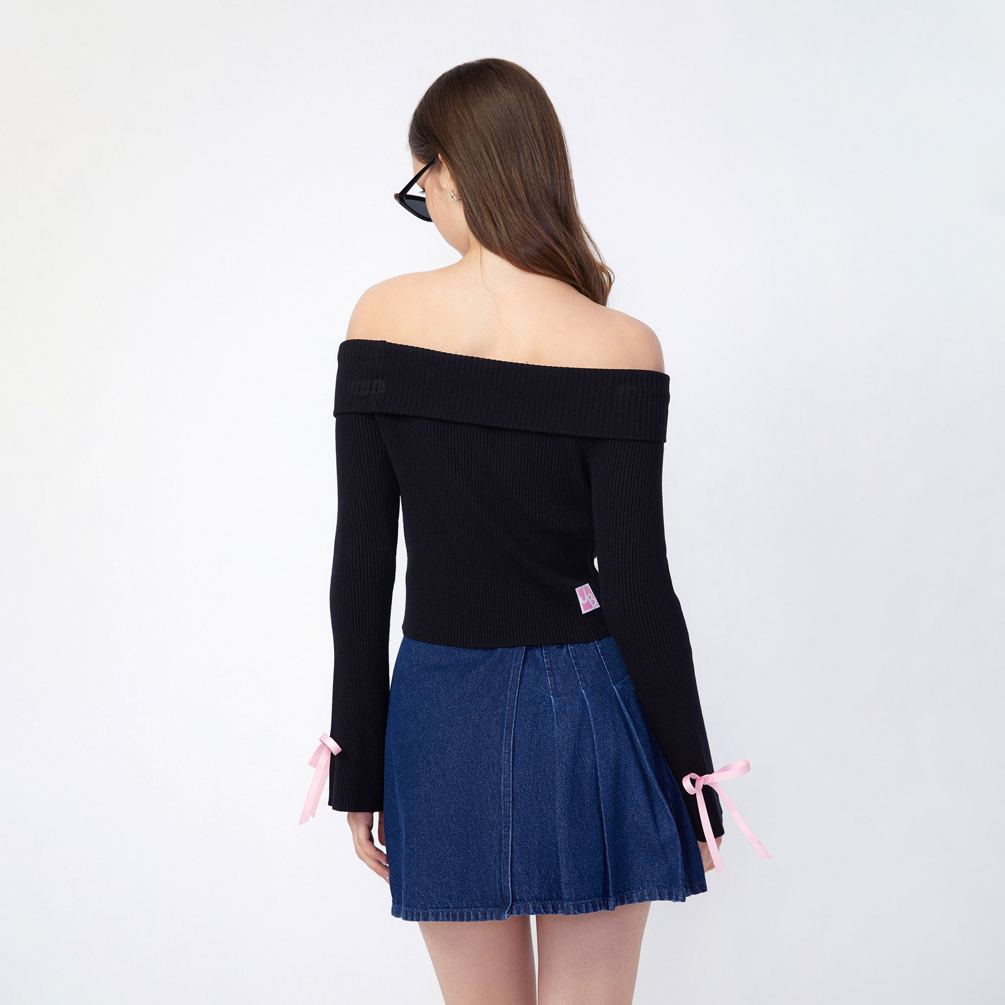 Bardot Knitted Top Black - Jelly Bunny Thailand Official Online Store