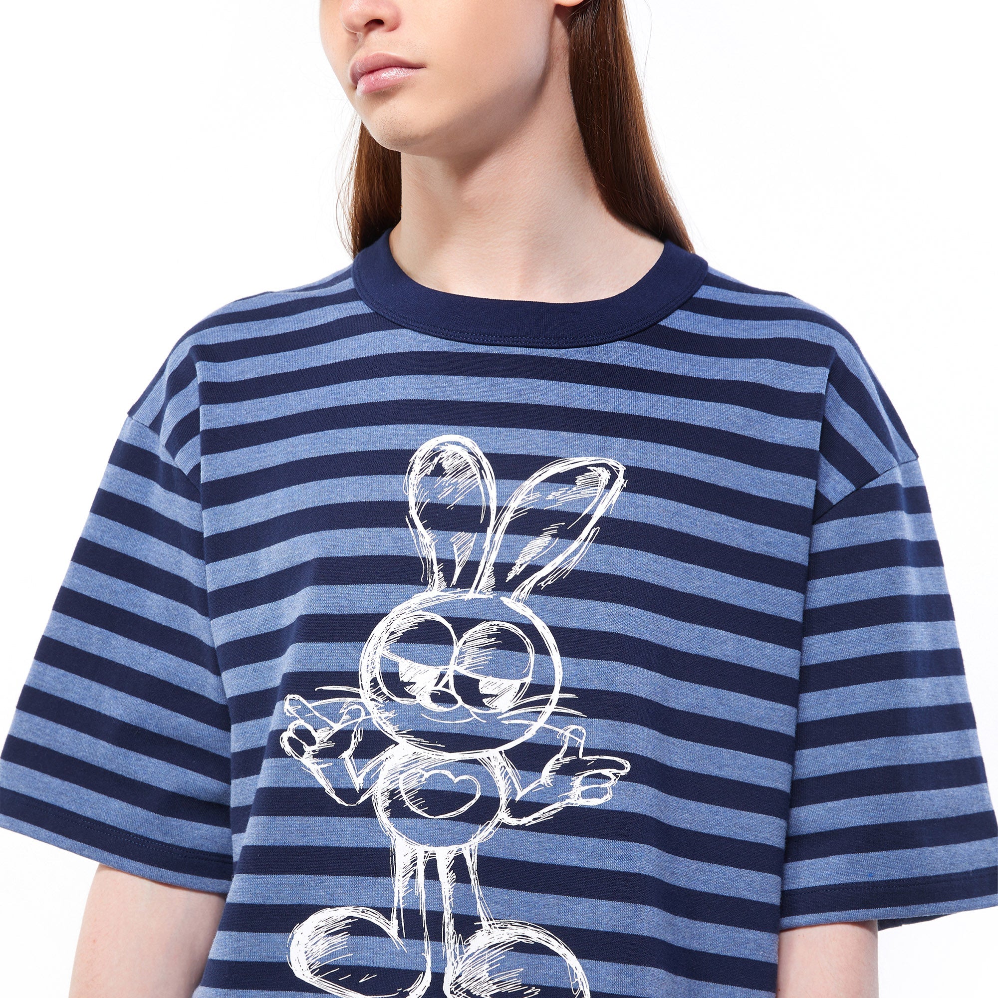 Sketched Bunny Striped Tee Multi Color