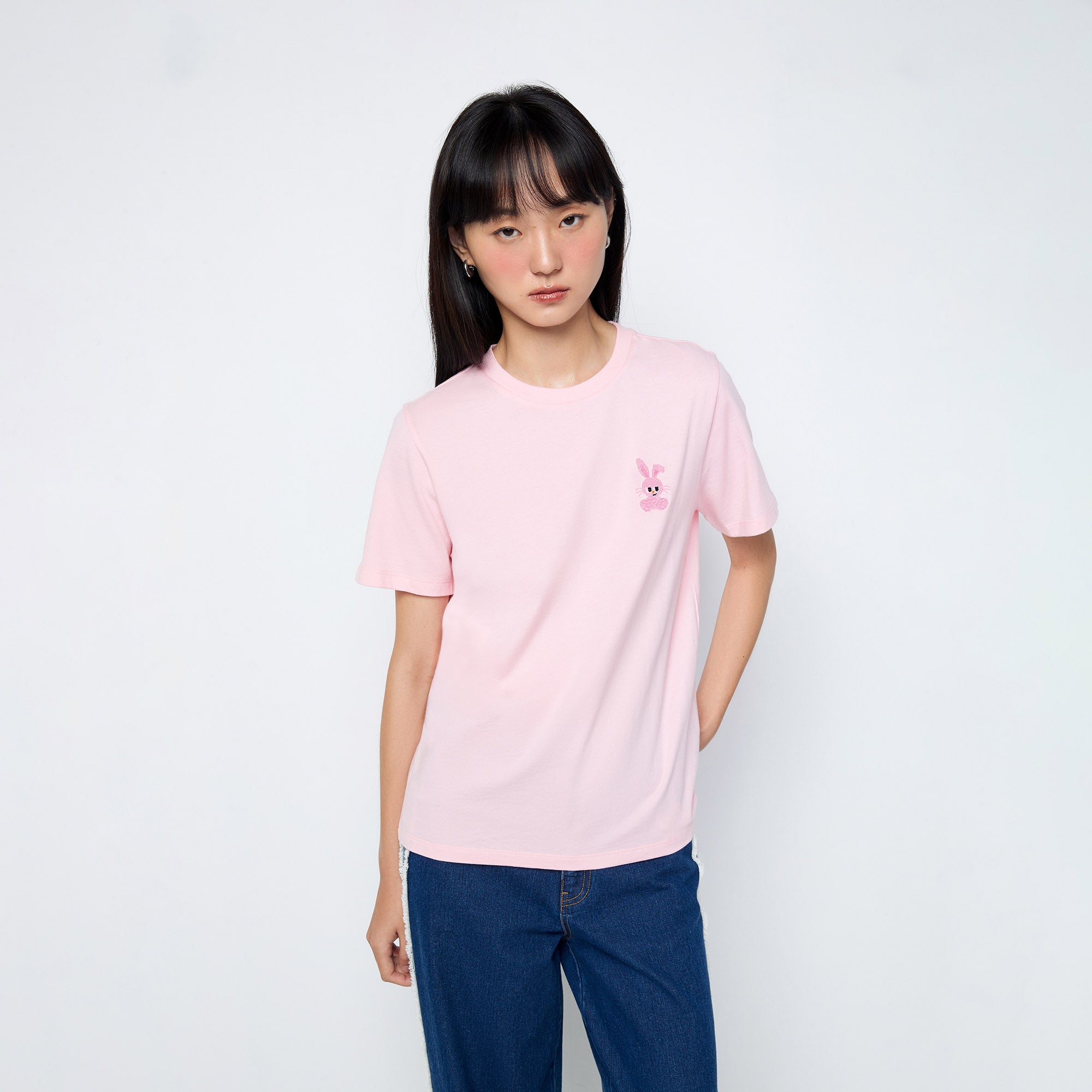 Embroidered Classic T-Shirt Pink - Jelly Bunny Thailand Official Online Store