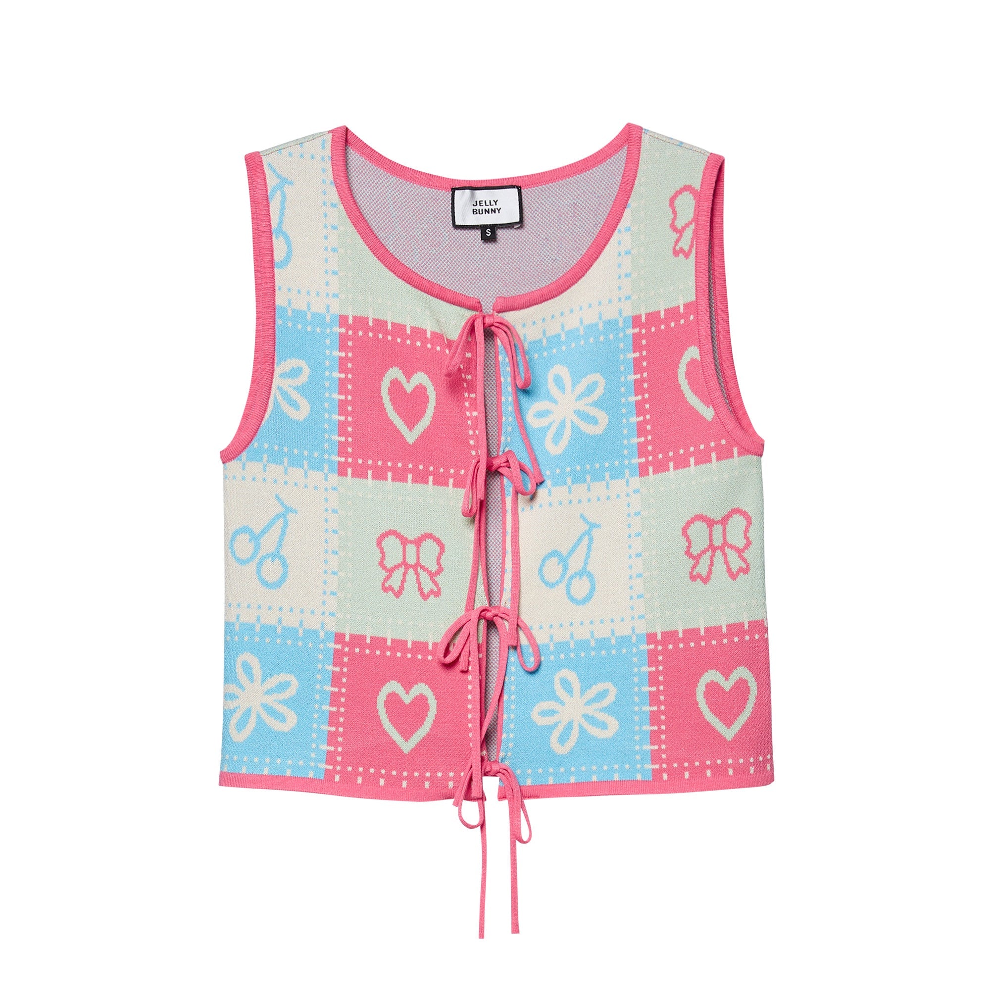 Patchwork Printed Lace-Up Sleeveless Top Multi Color