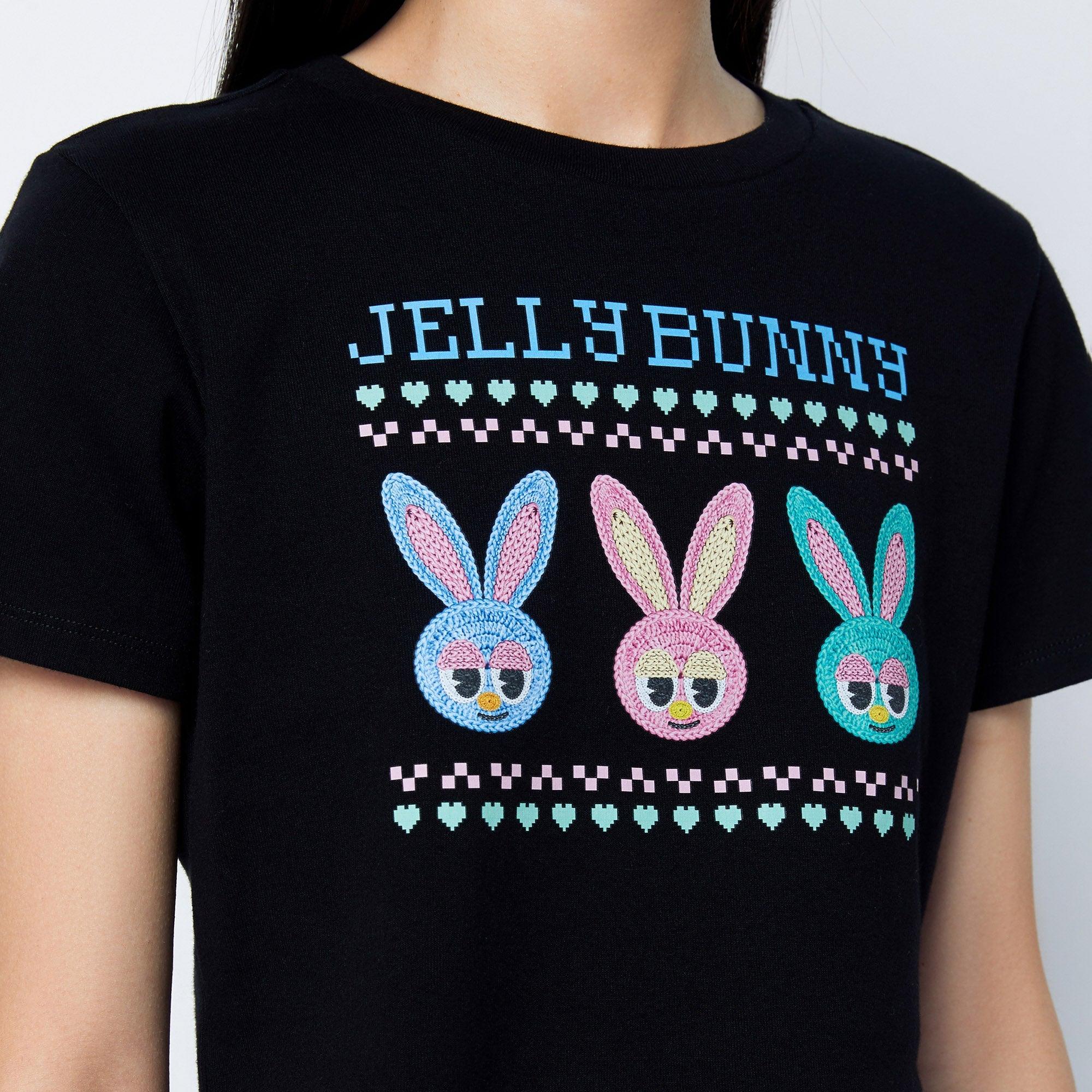 Printed Cropped T-Shirt Craftman Studio Black - Jelly Bunny Thailand Official Online Store