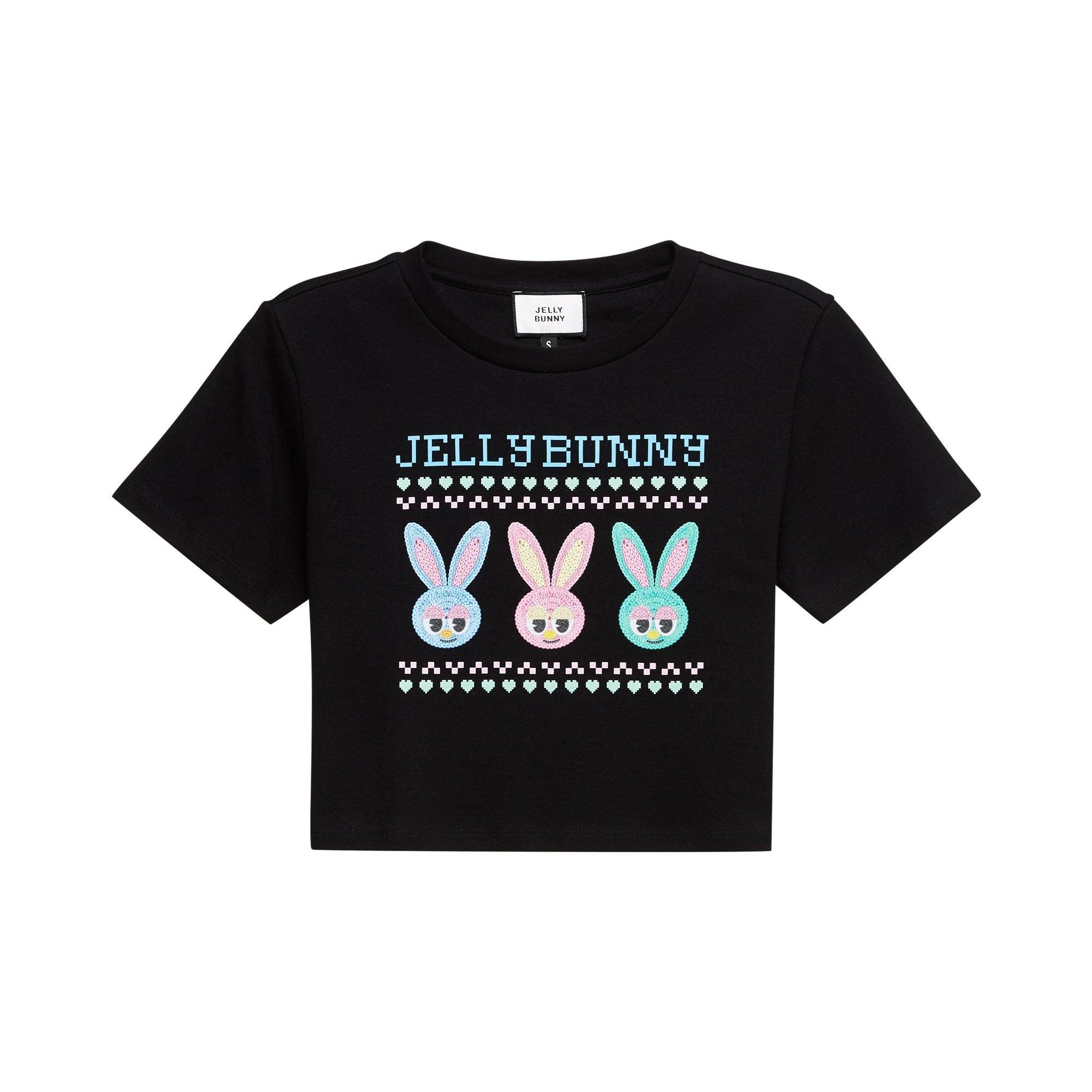 Printed Cropped T-Shirt Craftman Studio Black - Jelly Bunny Thailand Official Online Store