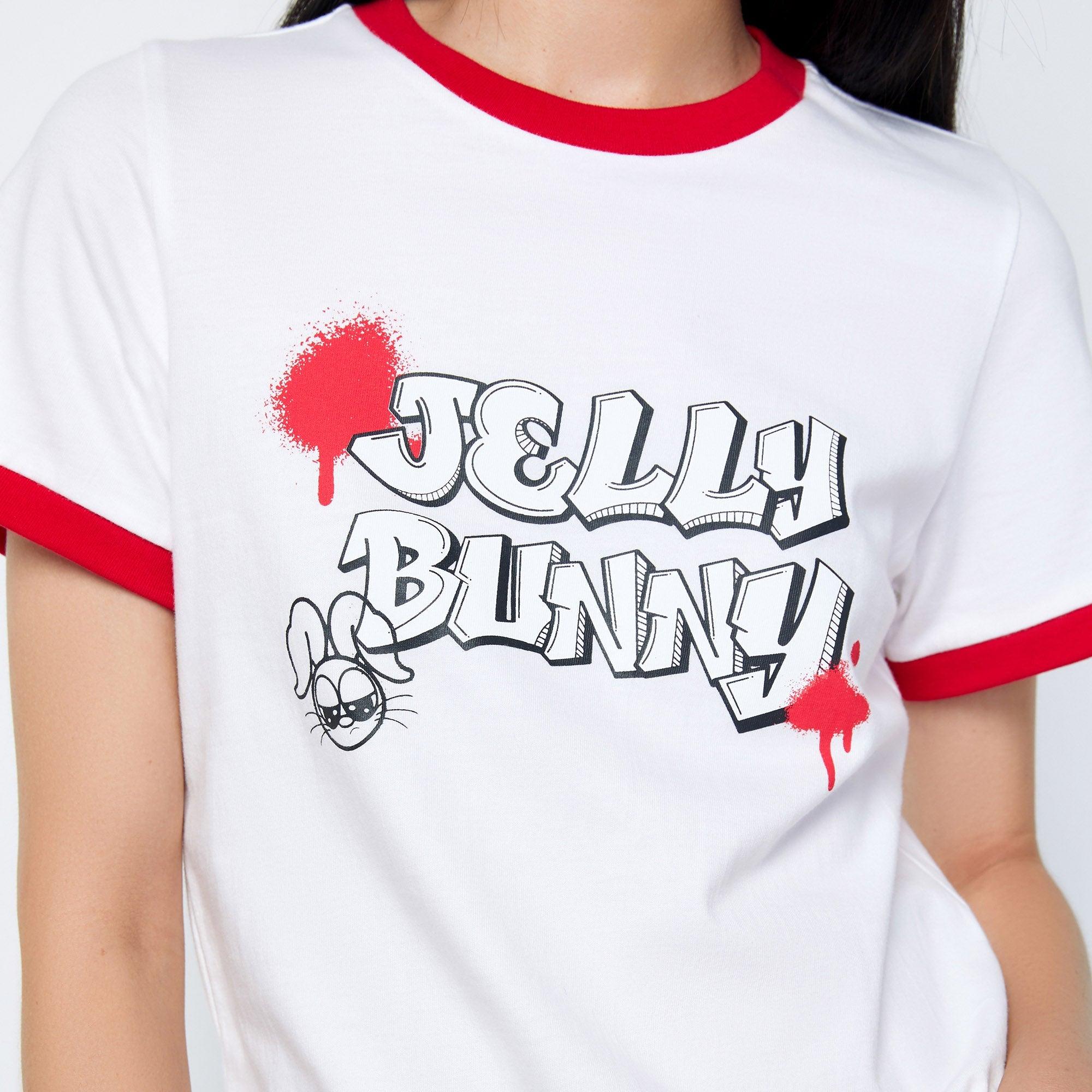 Graffiti Bunny Printed Ringer T-Shirt White - Jelly Bunny Thailand Official Online Store