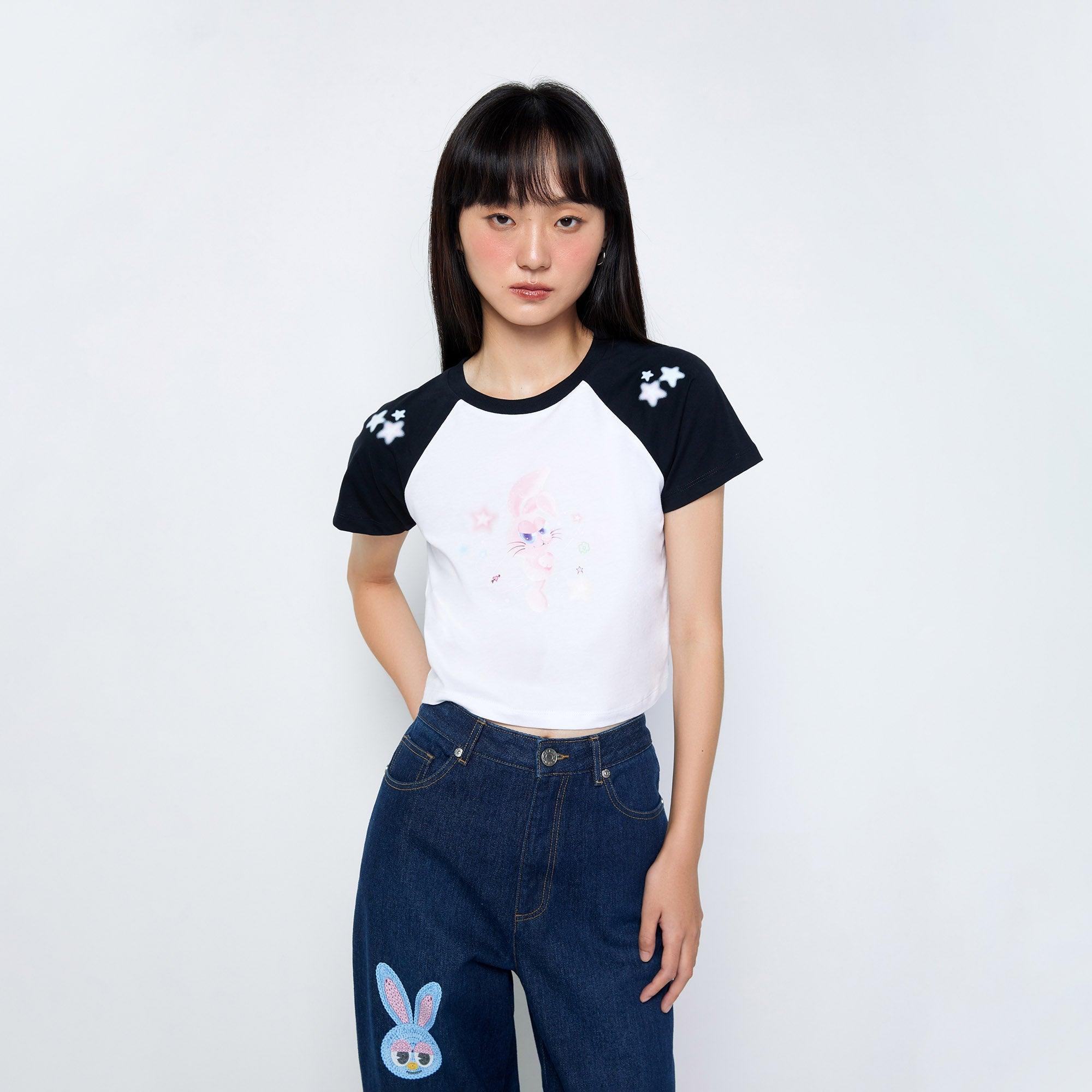 Jb Misty Bunny Printed Cropped T-Shirt Multi Color - Jelly Bunny Thailand Official Online Store