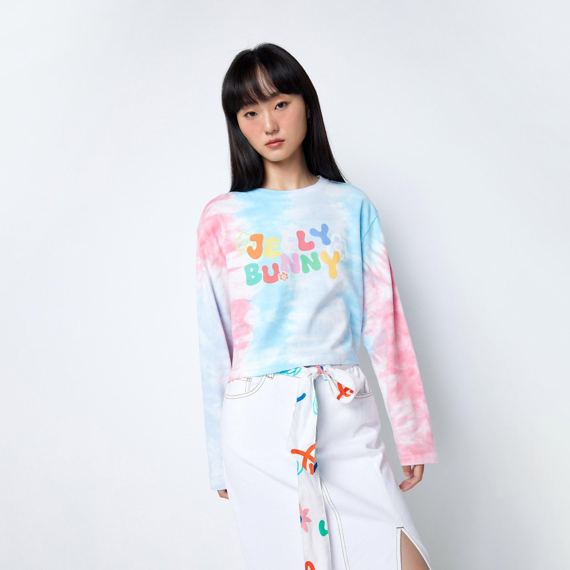 Jb Whimsy Street Tie-Dye Long Sleeve Cropped T-Shirt Multi Color