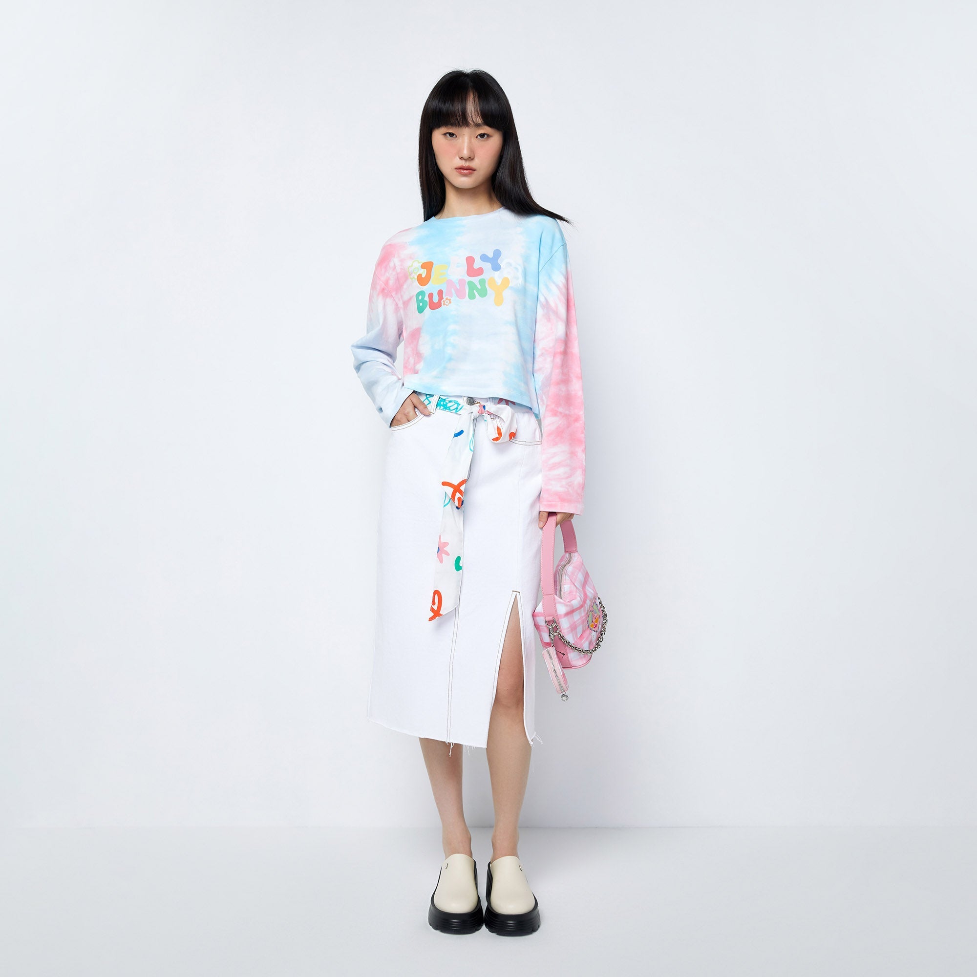 Jb Whimsy Street Tie-Dye Long Sleeve Cropped T-Shirt Multi Color