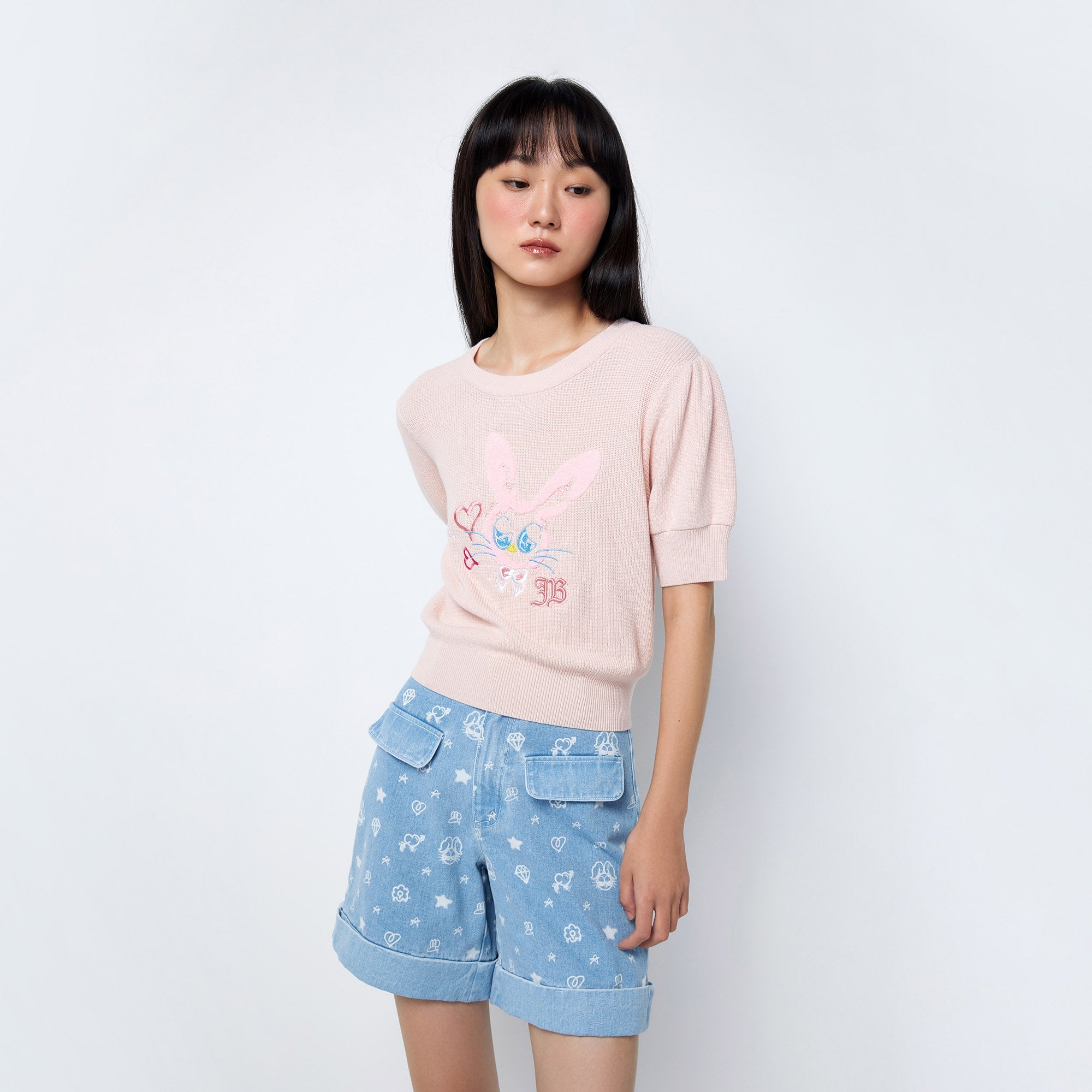 Jb Artistic Club Loose Fitted Knitted Top Pink - Jelly Bunny Thailand Official Online Store