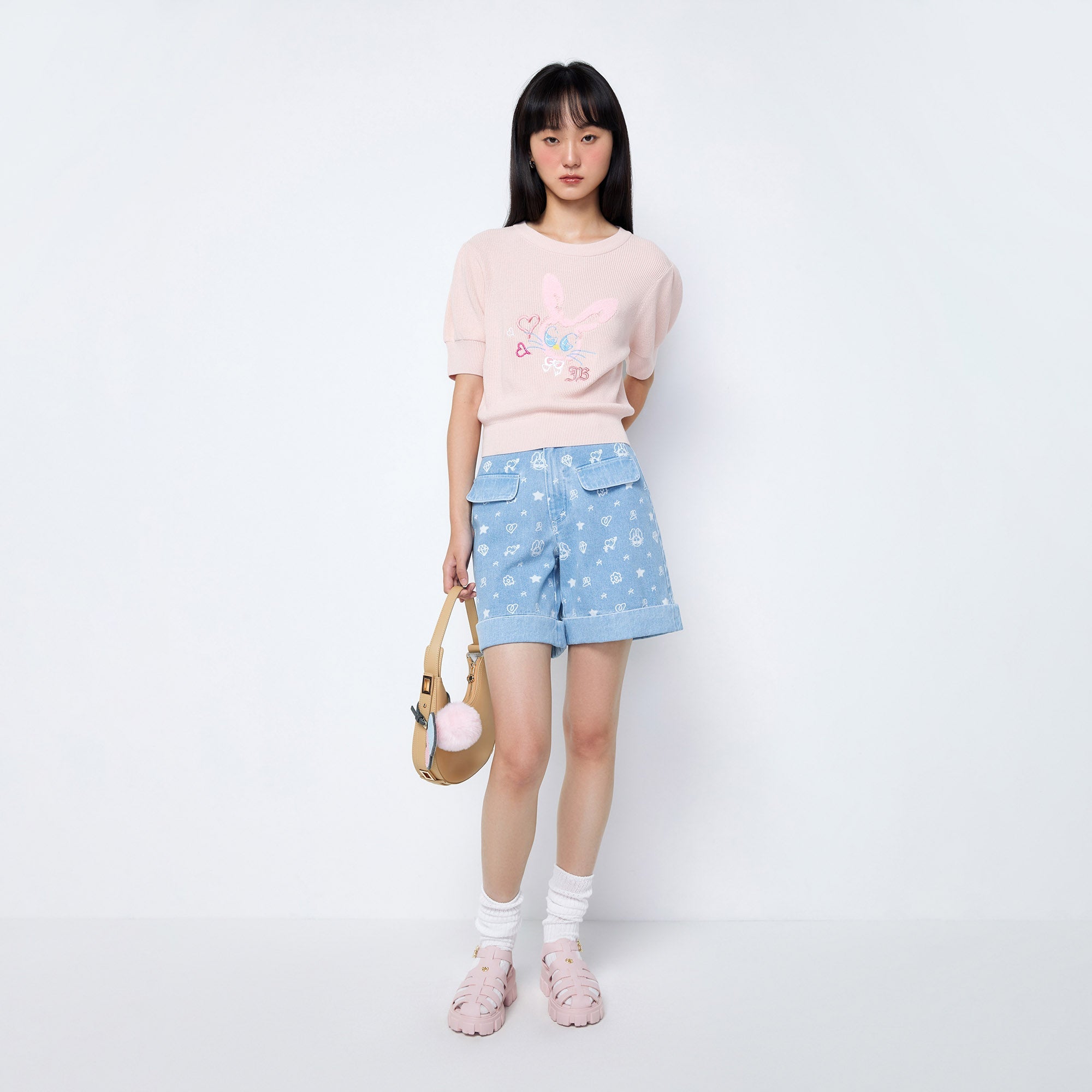 Jb Artistic Club Loose Fitted Knitted Top Pink