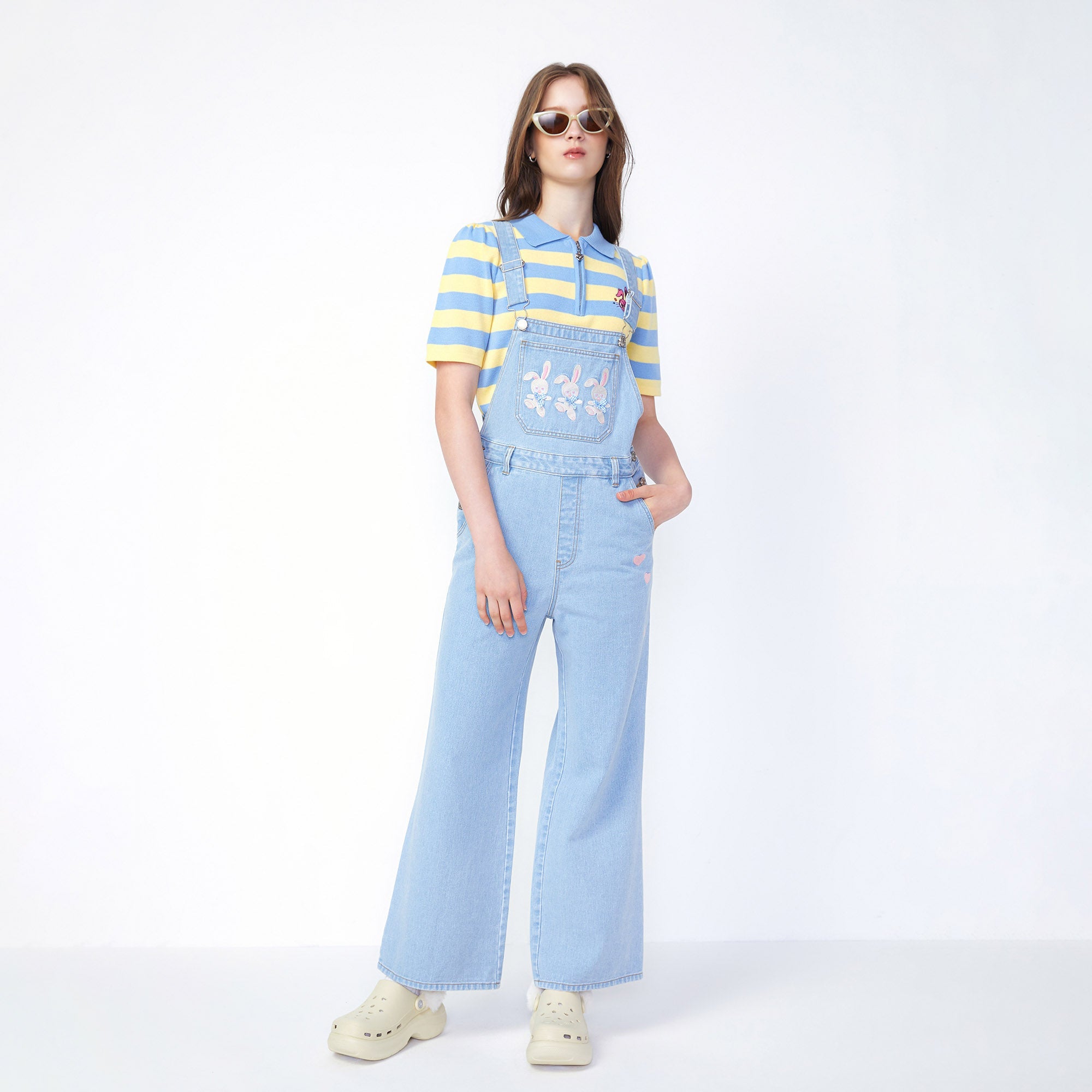 Washed Denim Bunnies Overalls Blue - Jelly Bunny Thailand Official Online Store