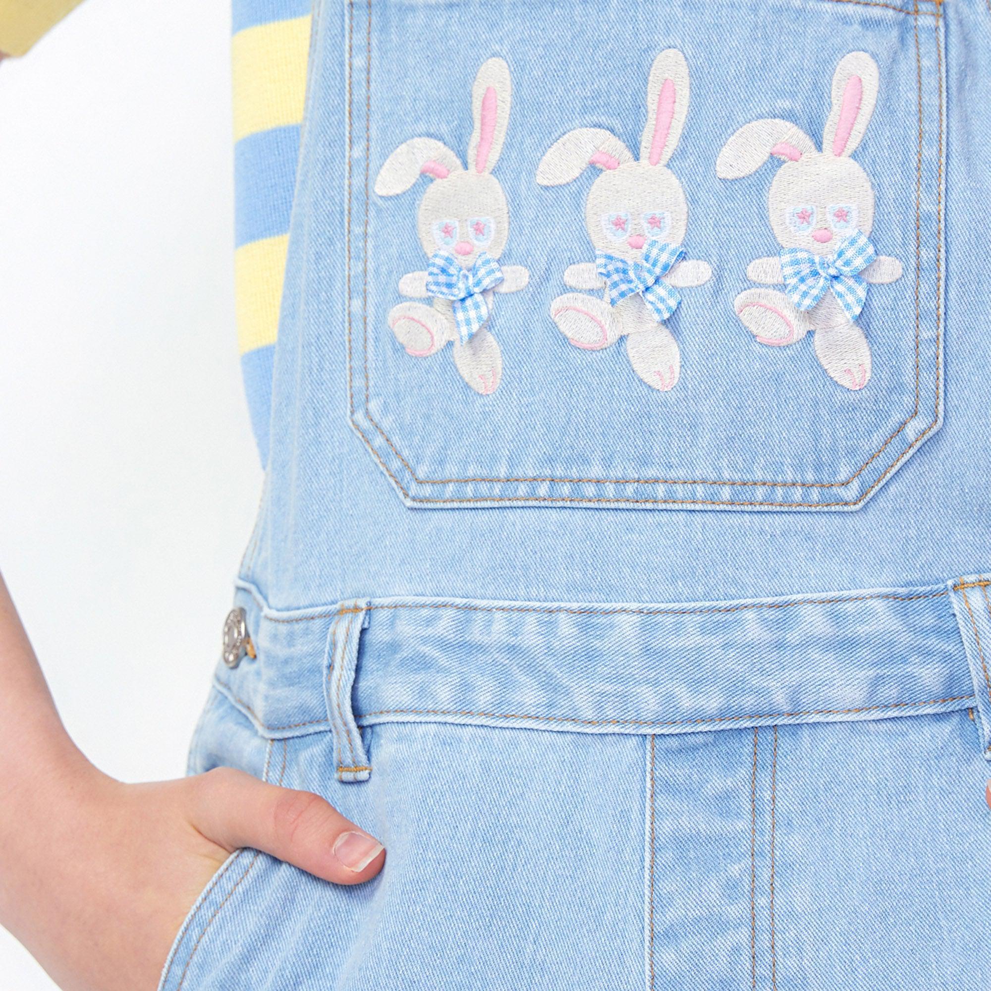 Washed Denim Bunnies Overalls Blue - Jelly Bunny Thailand Official Online Store