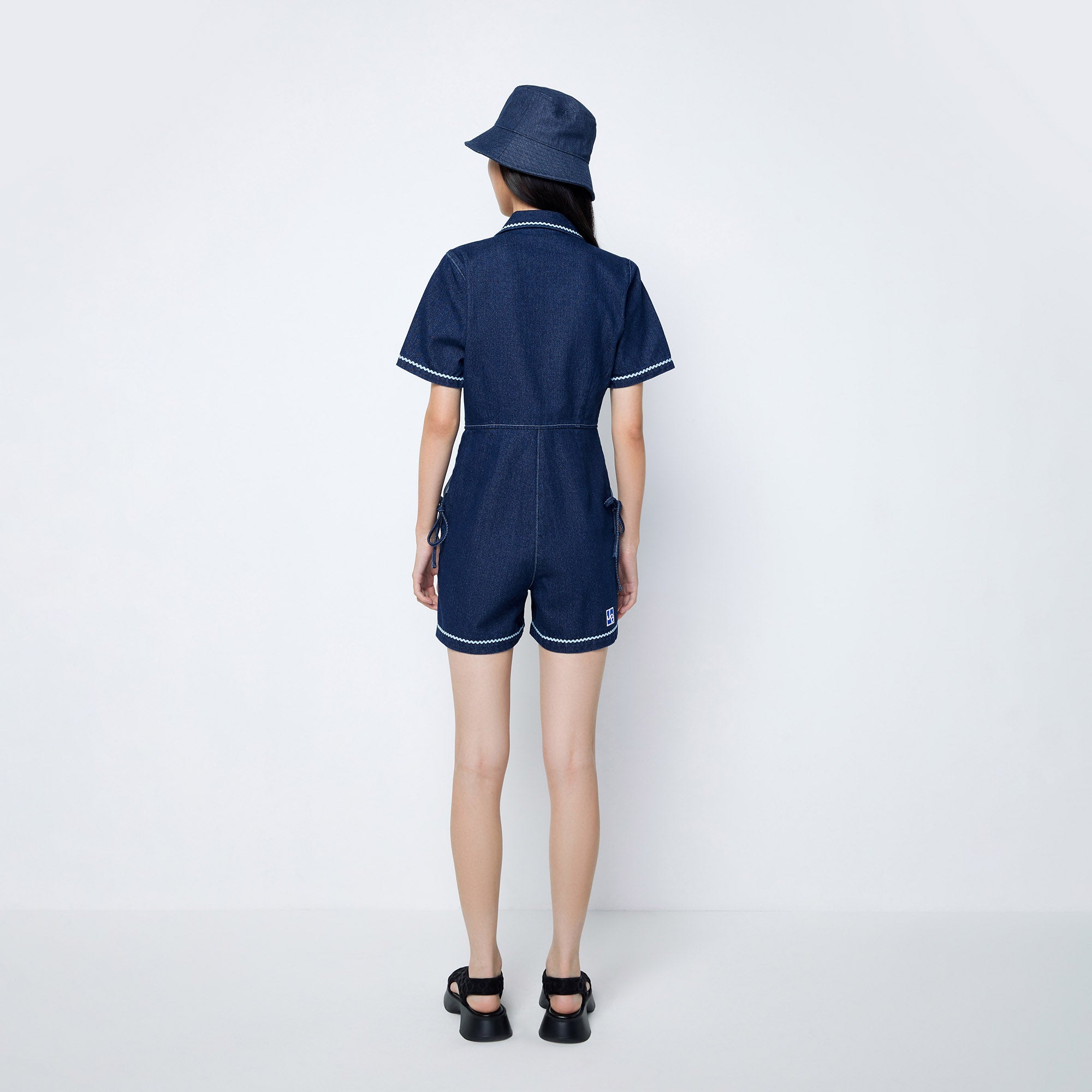 Embroidered Denim Romper Craftman Studio Blue - Jelly Bunny Thailand Official Online Store