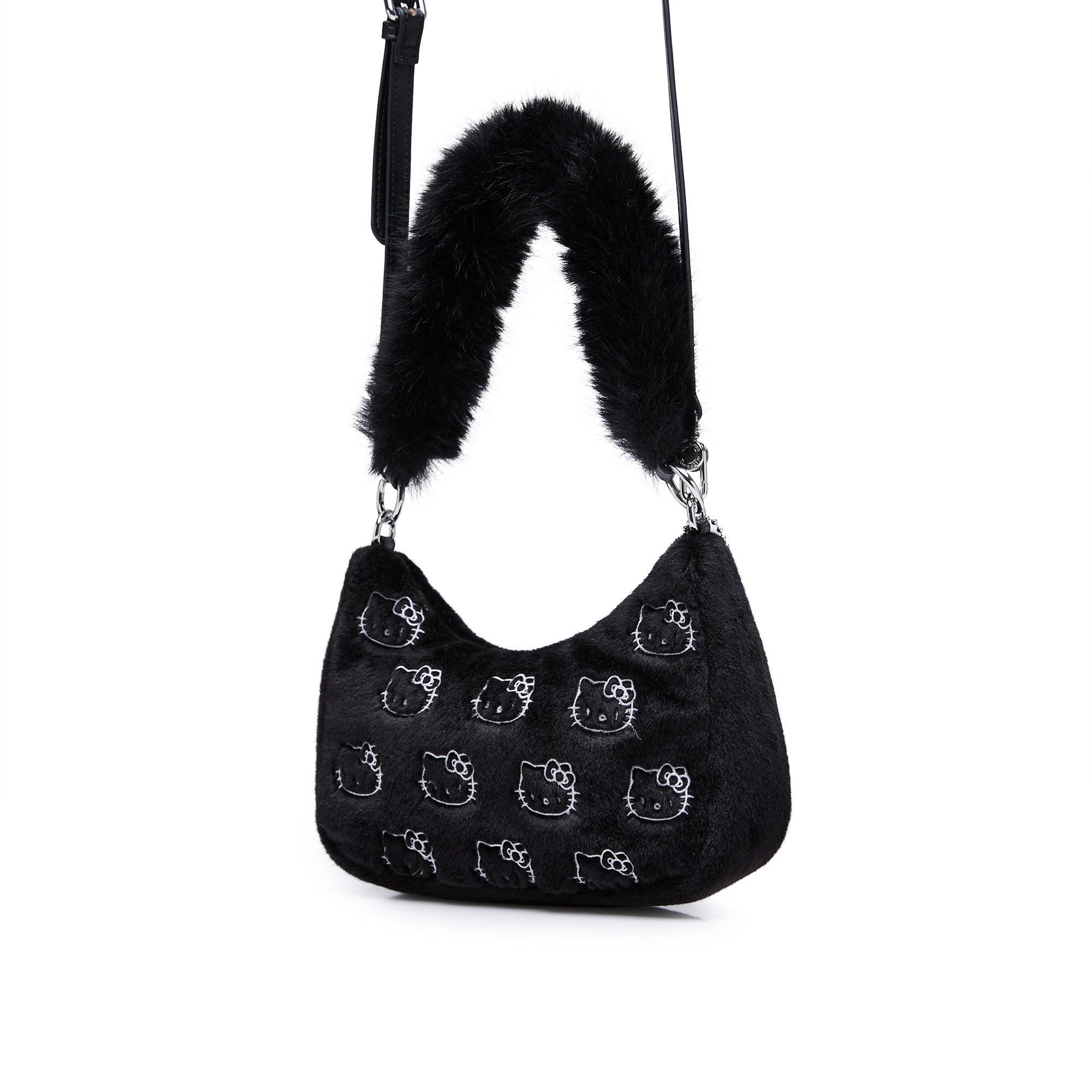 Fluffy Kitty Shoulder Bag Black