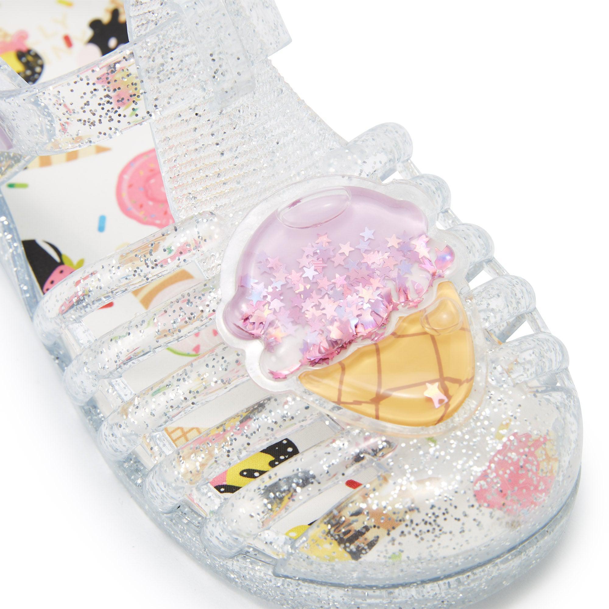 Jb Unicorn Ice Cream Flat Slingbacks For Girls Silver - Jelly Bunny Thailand Official Online Store