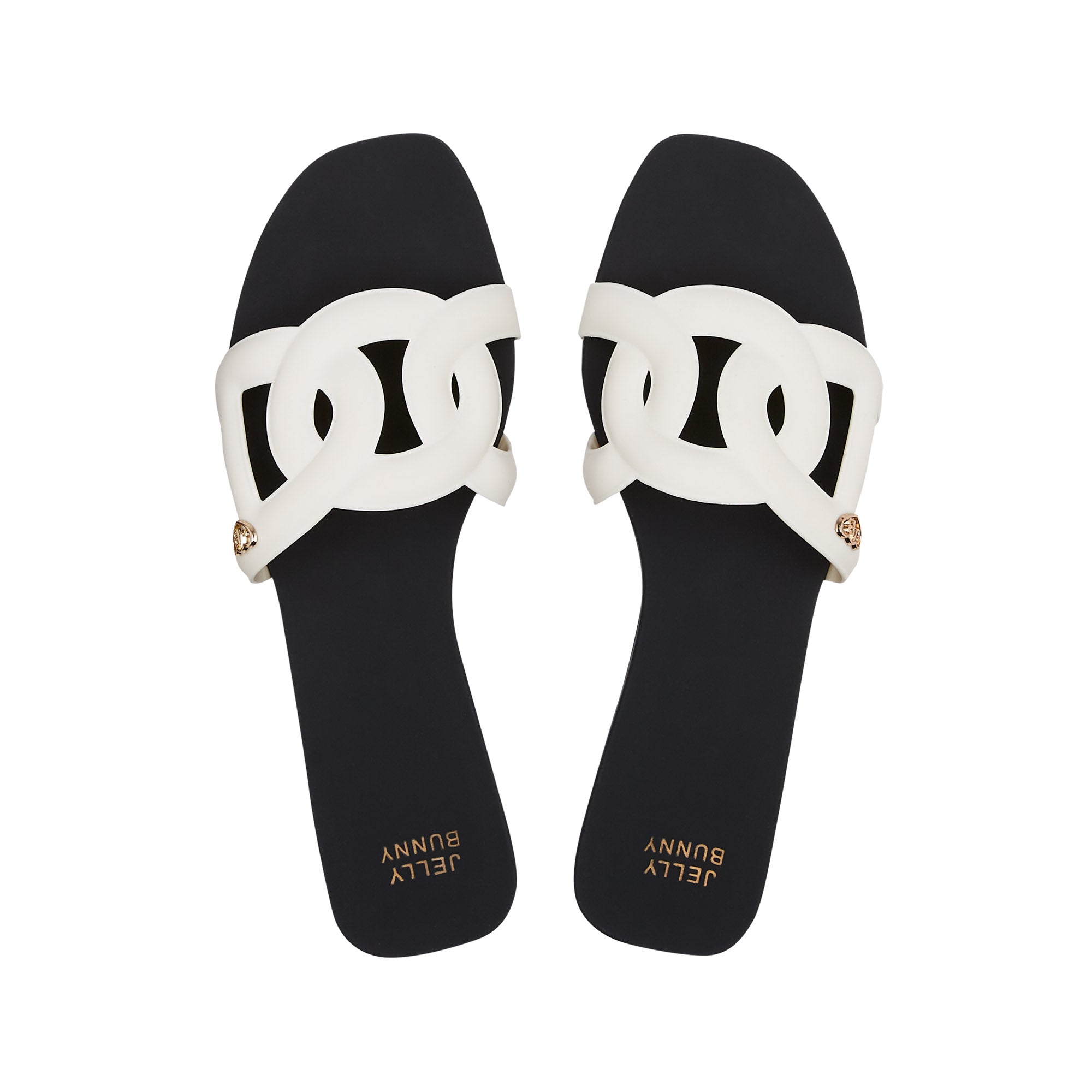 Grase Two Tone Flat Sandals Black - Jelly Bunny Thailand Official Online Store