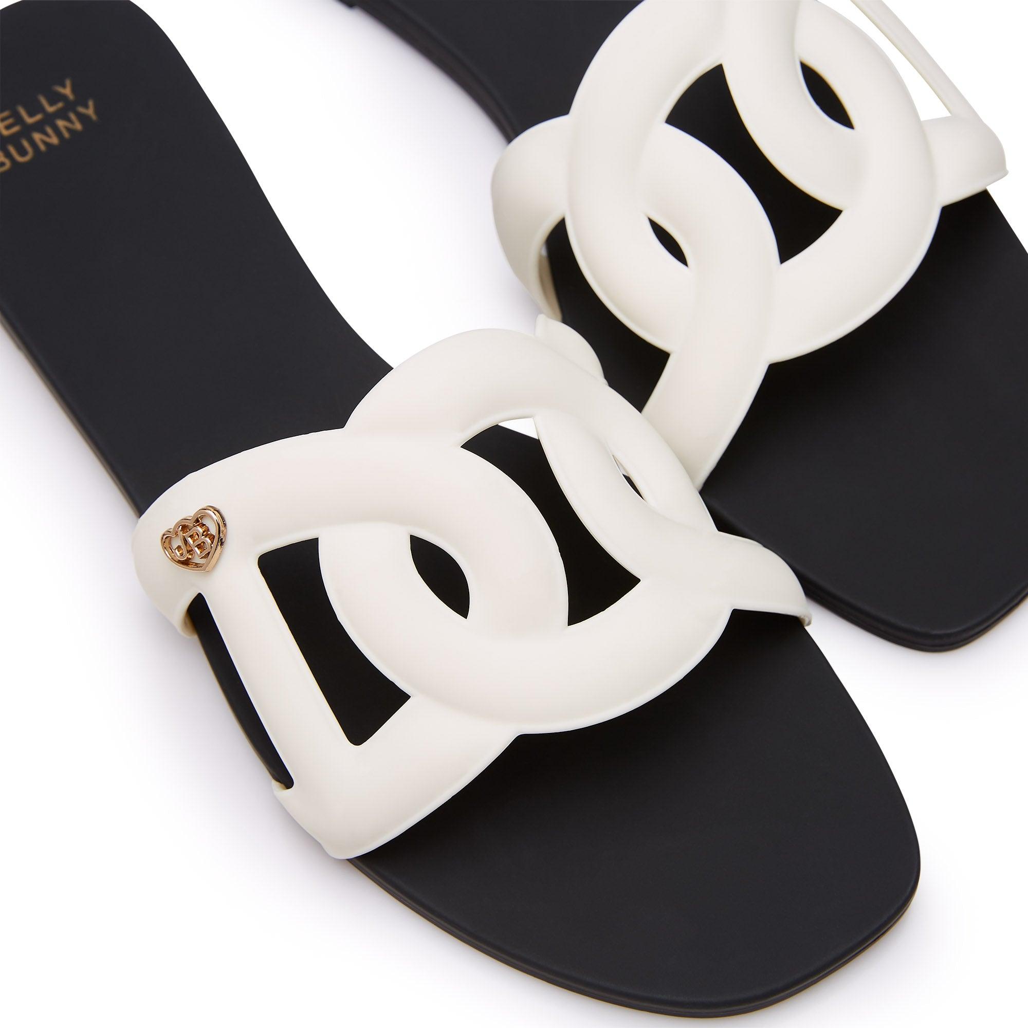 Grase Two Tone Flat Sandals Black - Jelly Bunny Thailand Official Online Store