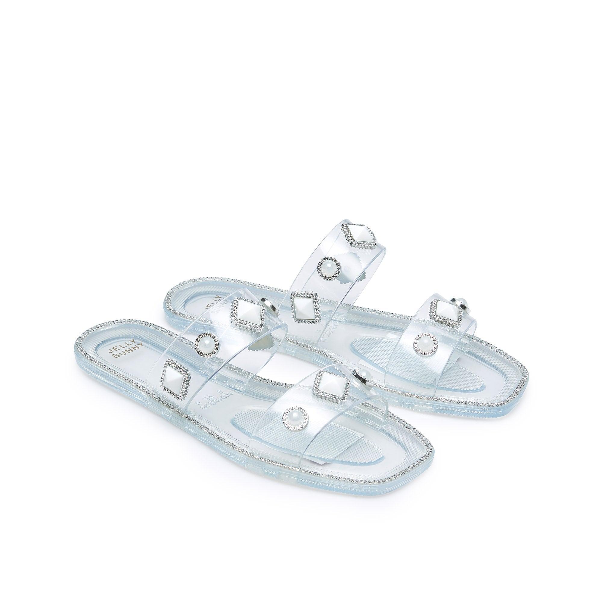 Helen Crystal Flat Sandals White - Jelly Bunny Thailand Official Online Store