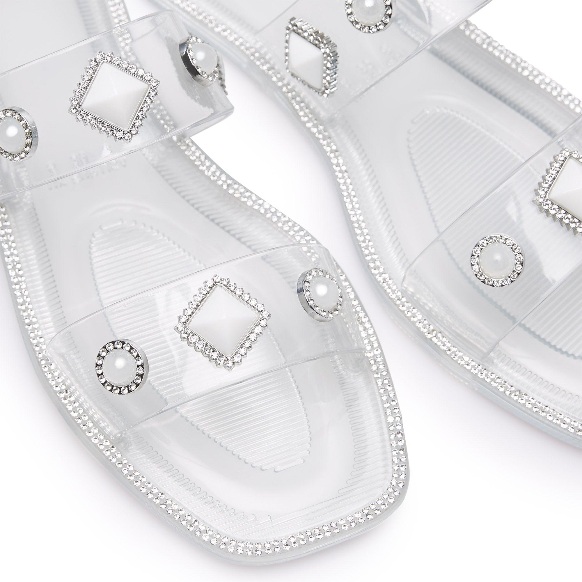 Helen Crystal Flat Sandals White - Jelly Bunny Thailand Official Online Store