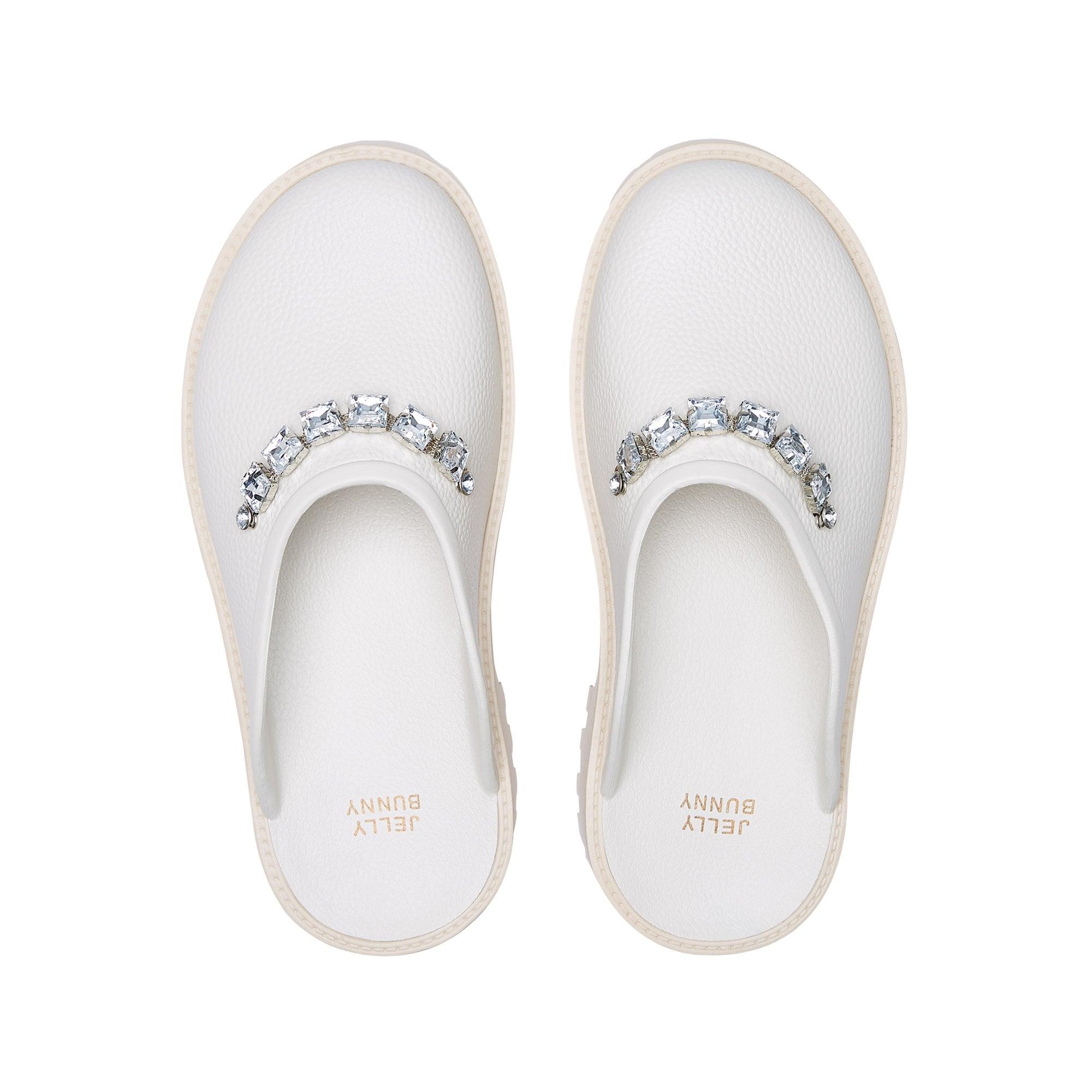 Clara Crystal Chain Platforms White - Jelly Bunny Thailand Official Online Store