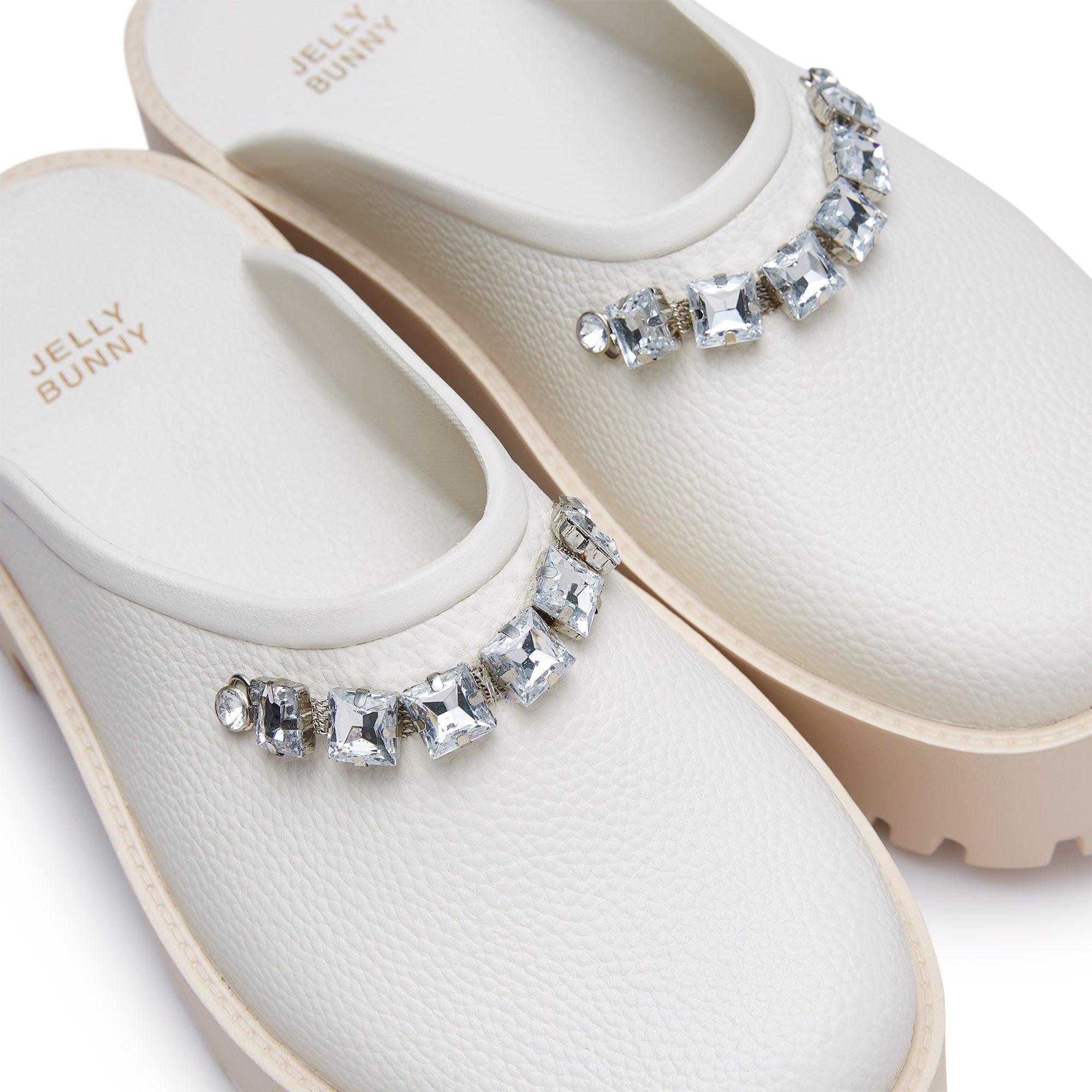 Clara Crystal Chain Platforms White - Jelly Bunny Thailand Official Online Store