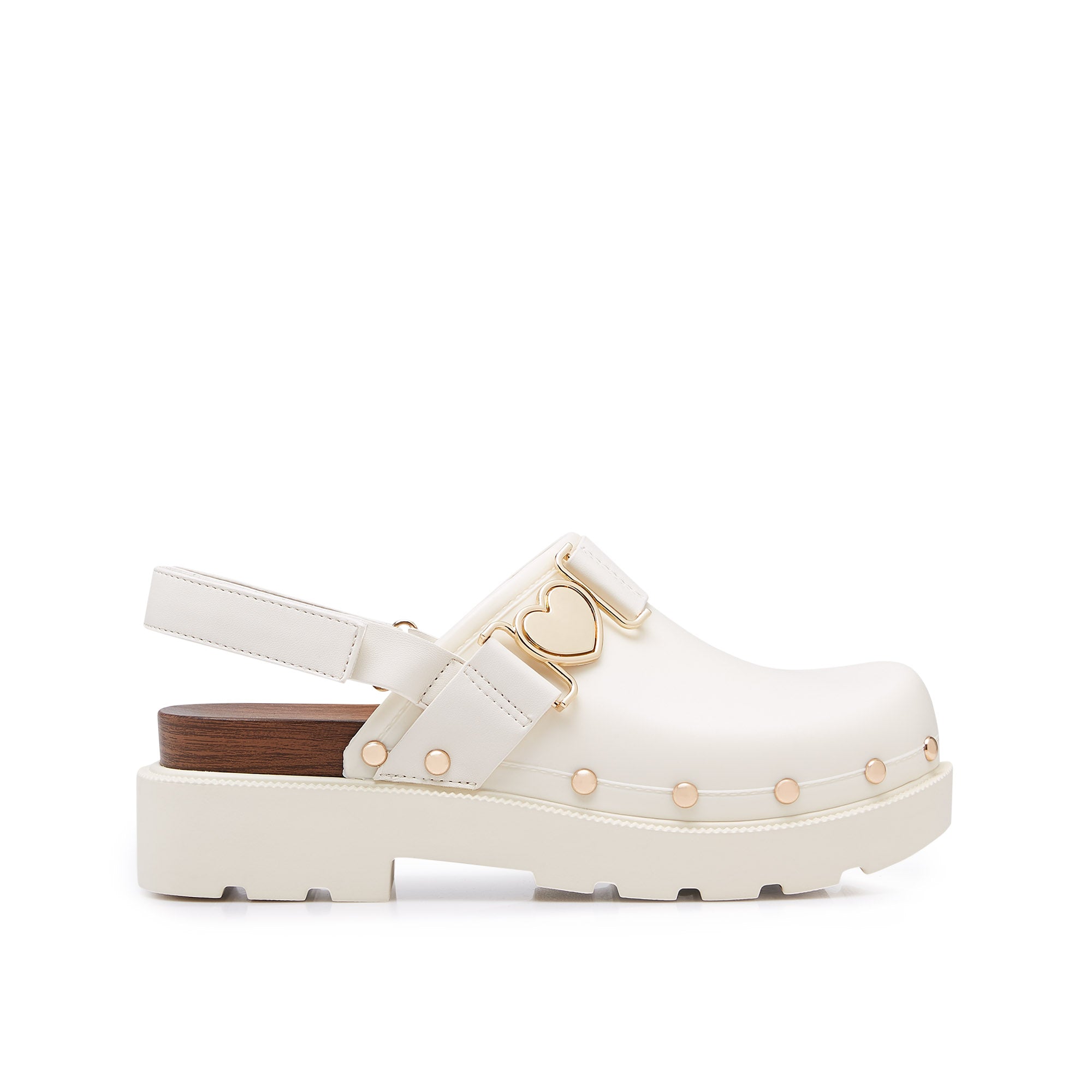 Benedetto Heart Diagra Clogs Ivory