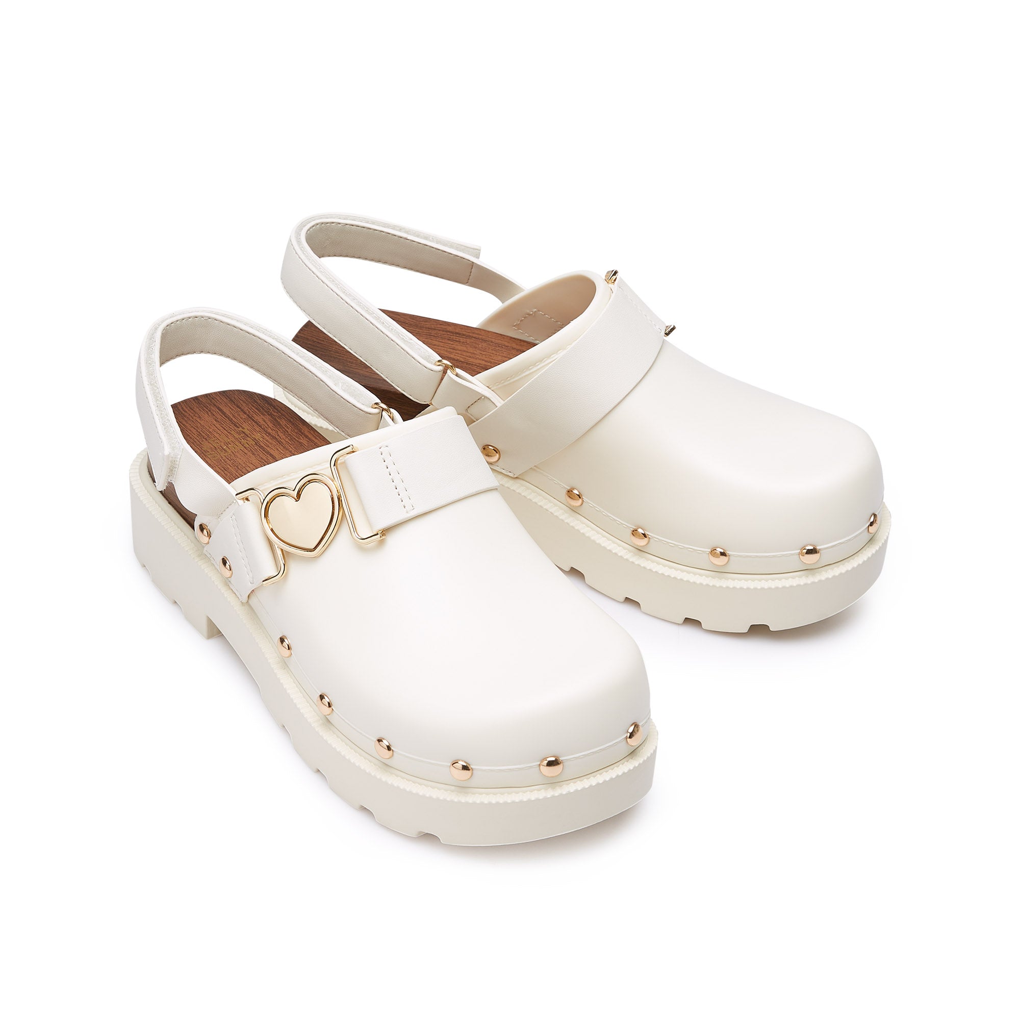 Benedetto Heart Diagra Clogs Ivory