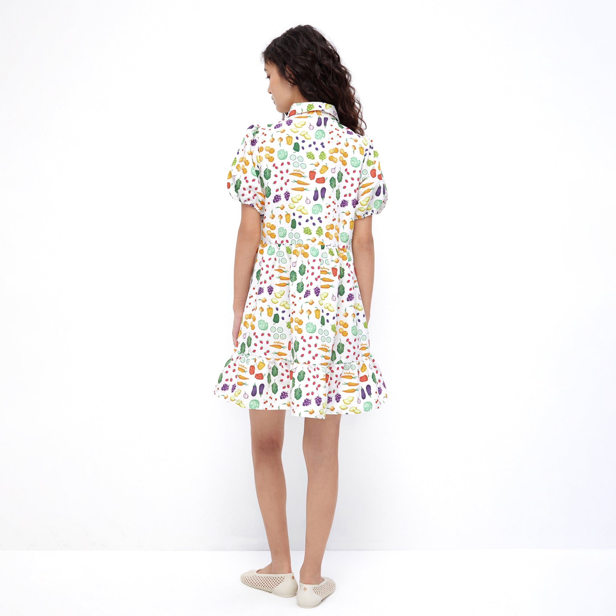 Garden Feast Puff Sleeve Mini Dress Multi Color