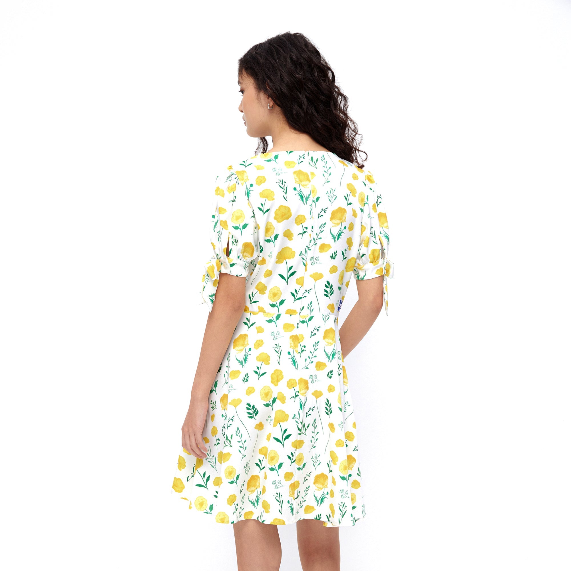 Spring Flower Mini Dress Yellow