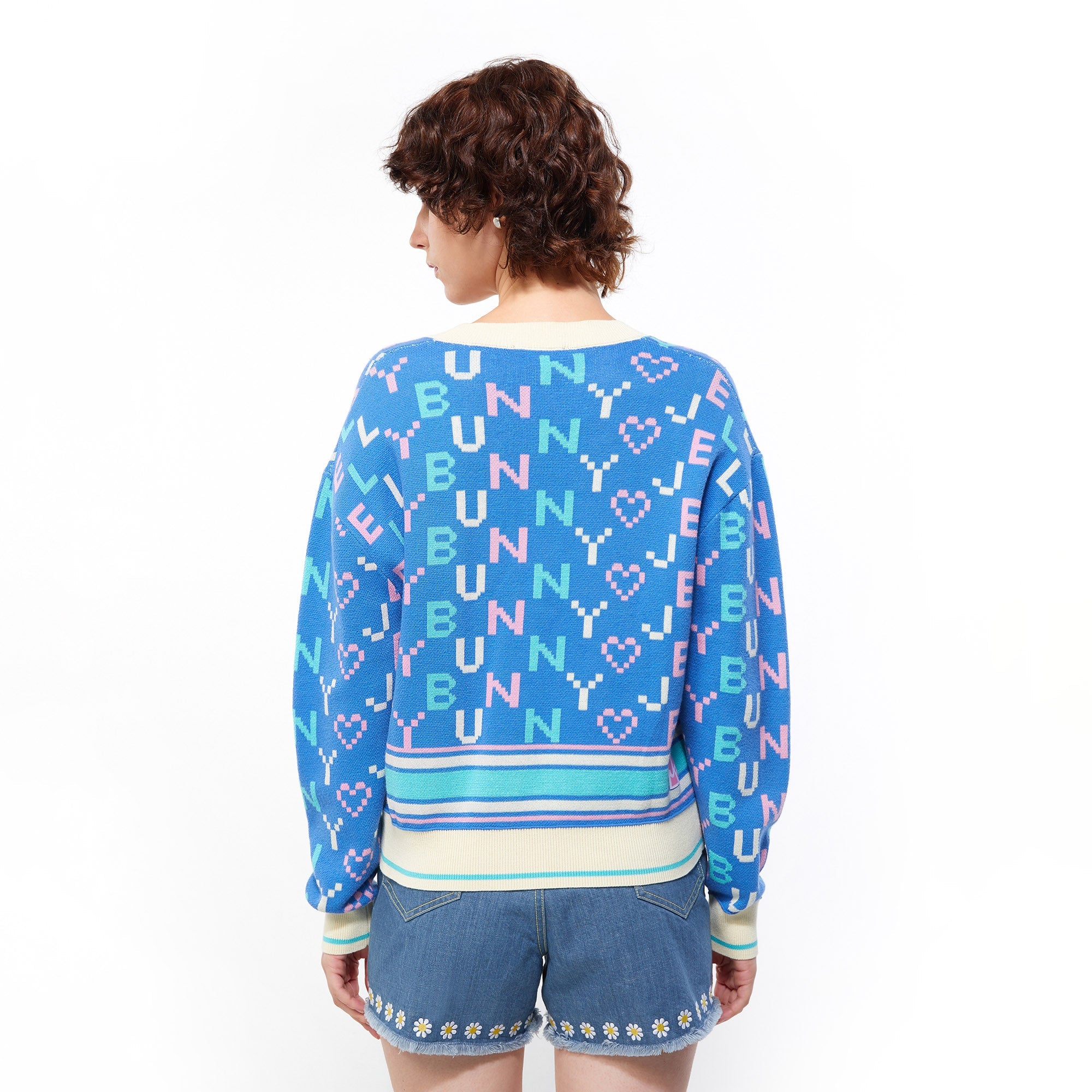 Jb Fonts Monogram Knit Cardigan Blue